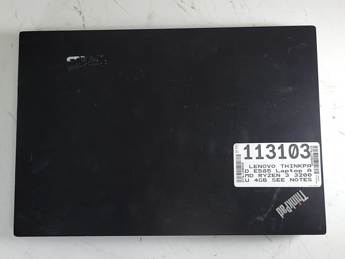 LENOVO THINKPAD E585 Laptop AMD RYZEN 3 3200U 4GB SEE NOTES