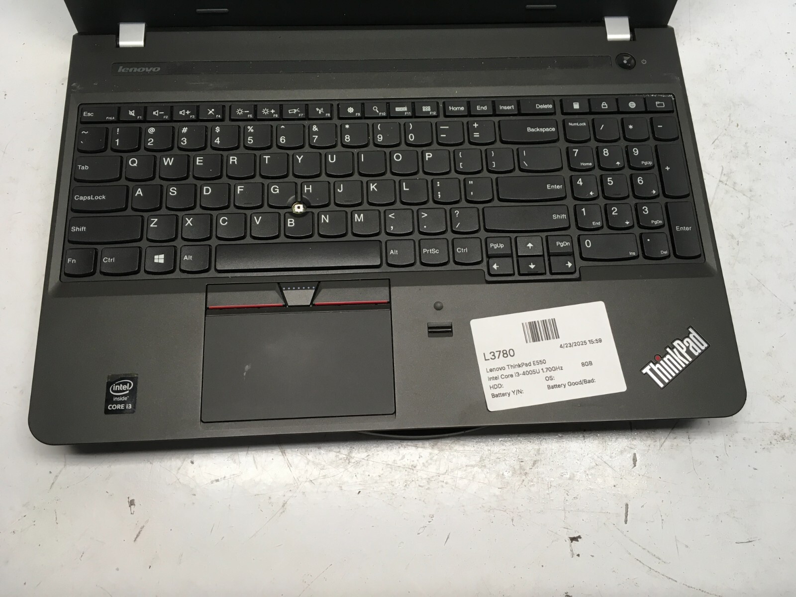 Lenovo ThinkPad E550 Intel Core i3-4005U 1.70GHz 8GB NO HDD