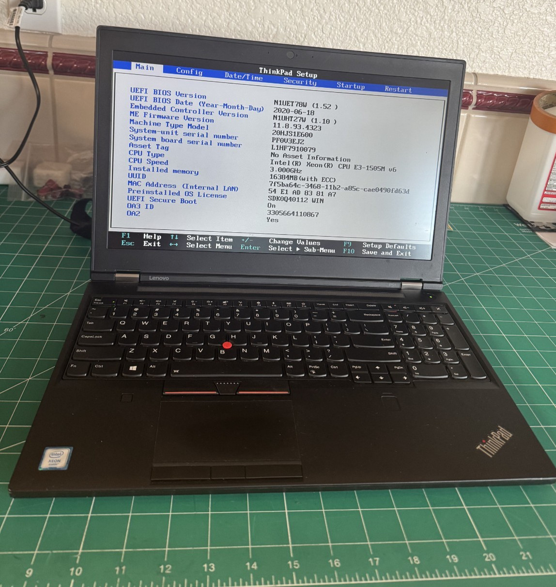 Lenovo Thinkpad P51 Xeon E3-1505M v6 3.0GHz 16GB RAM (NO SSD,AC ADAPTER,OS)