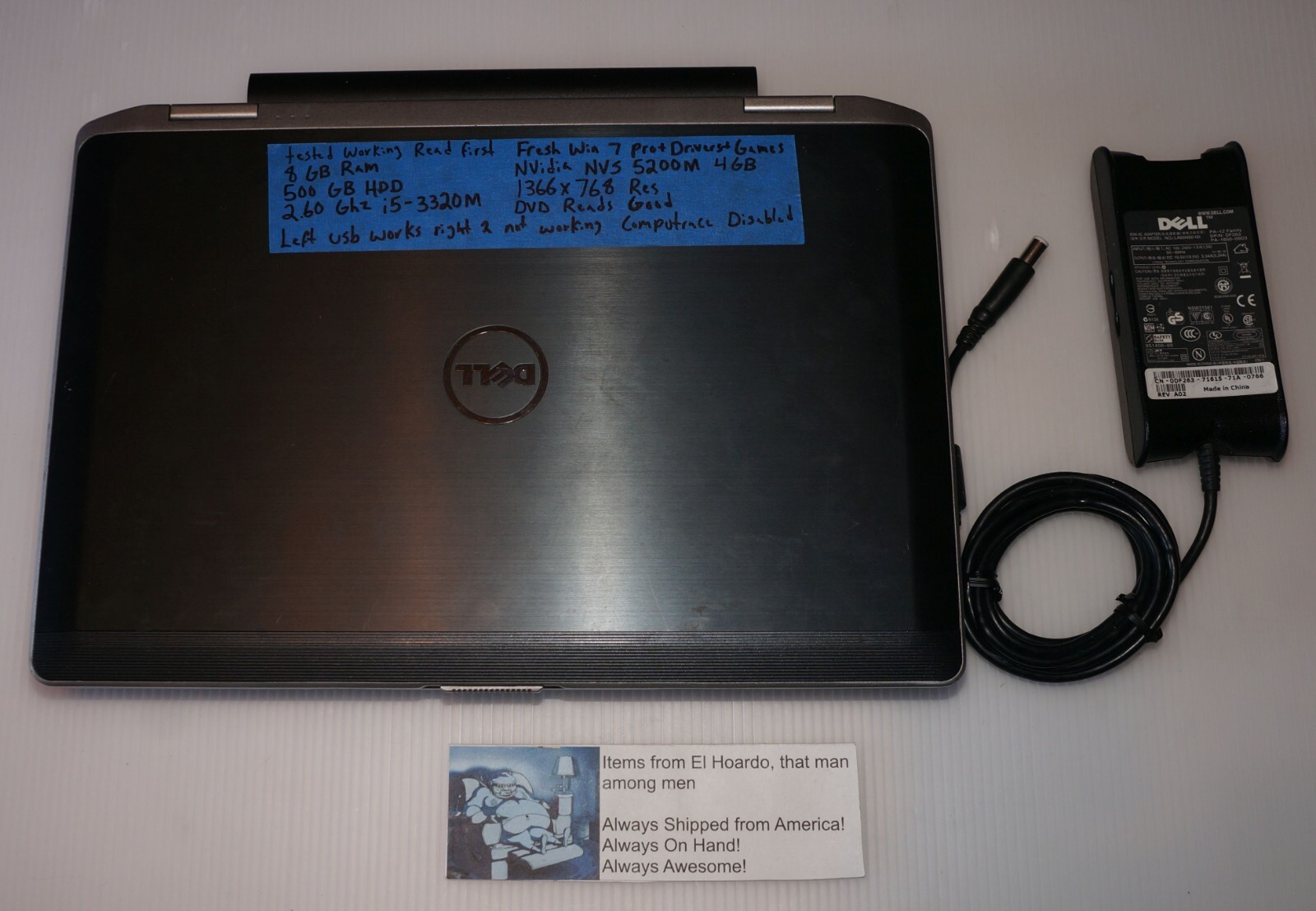 Dell Latitude E6430 Intel Core i5-3320M 2.60GHz, 8GB, 500GB HDD Win 7 Pro Readme