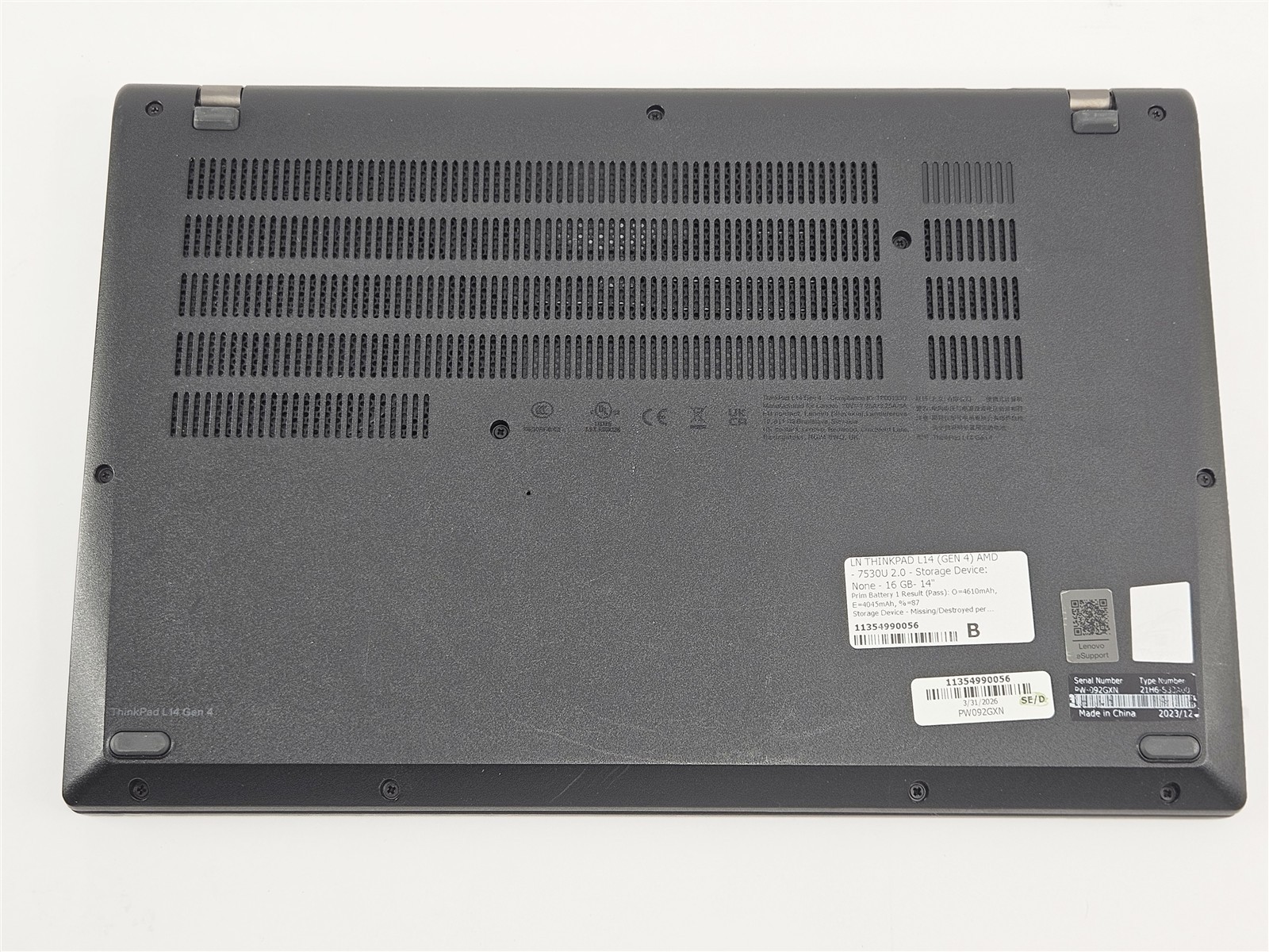 Lenovo ThinkPad L14 Gen 4 AMD Ryzen 5 Pro 7530U 16GB No Storage 14″ Black