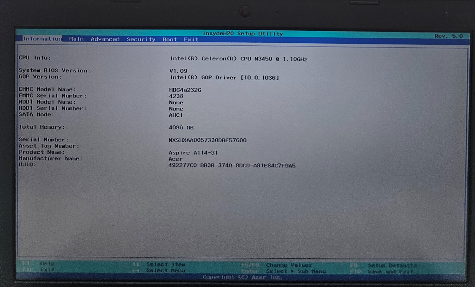 Acer Aspire 1 A114-31 Laptop Intel Celeron N3450 4GB Ram 32GB eMMC No OS (FL)