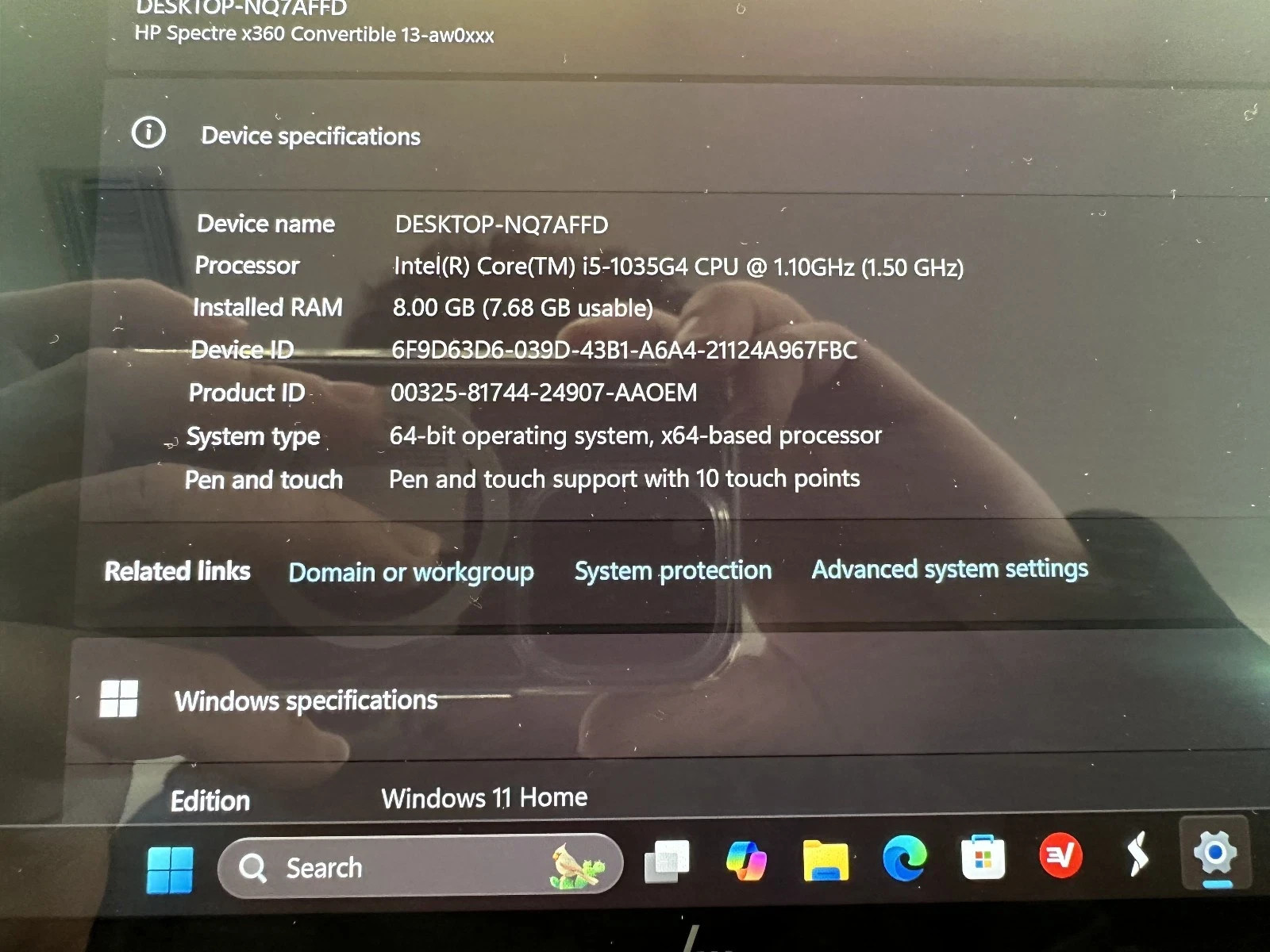 HP Spectre x360 13-aw0003dx 13.3″ 4K UHD touch i5-1035G4 1.1GHz 8GB 256GB SSD