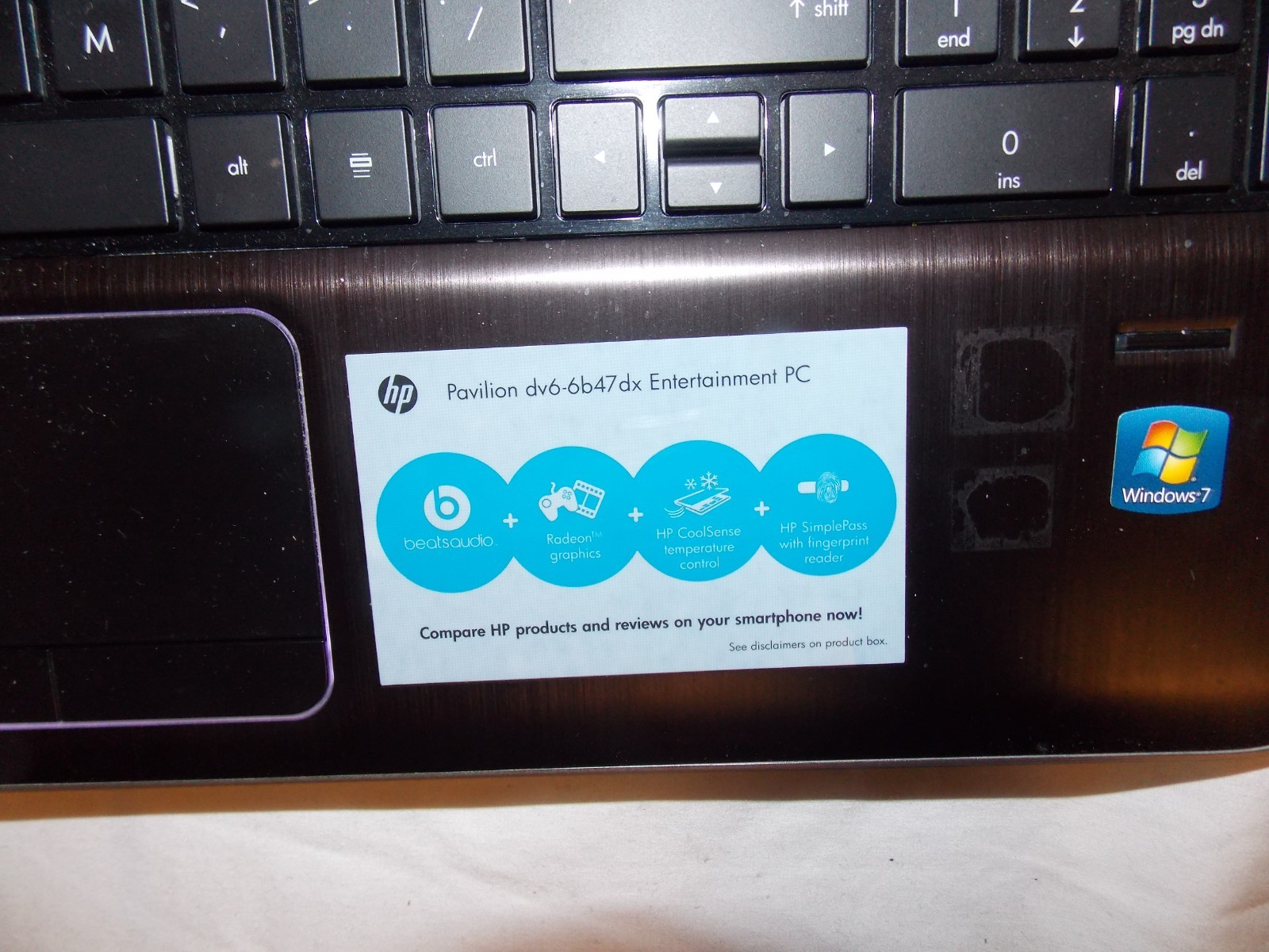 BEATS AUDIO HP PAVILION GAMING LAPTOP MODEL dv6-6b47dx FOR PARTS