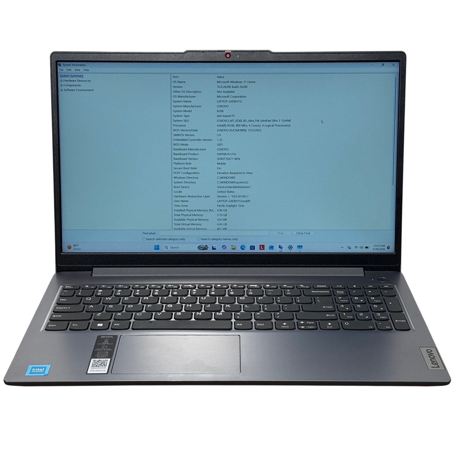 Lenovo IDEAPAD Slim 3i 15IAN8 82XB Intel N100 .8GHz 4GB RAM 128GB SSD 15.6″ W11