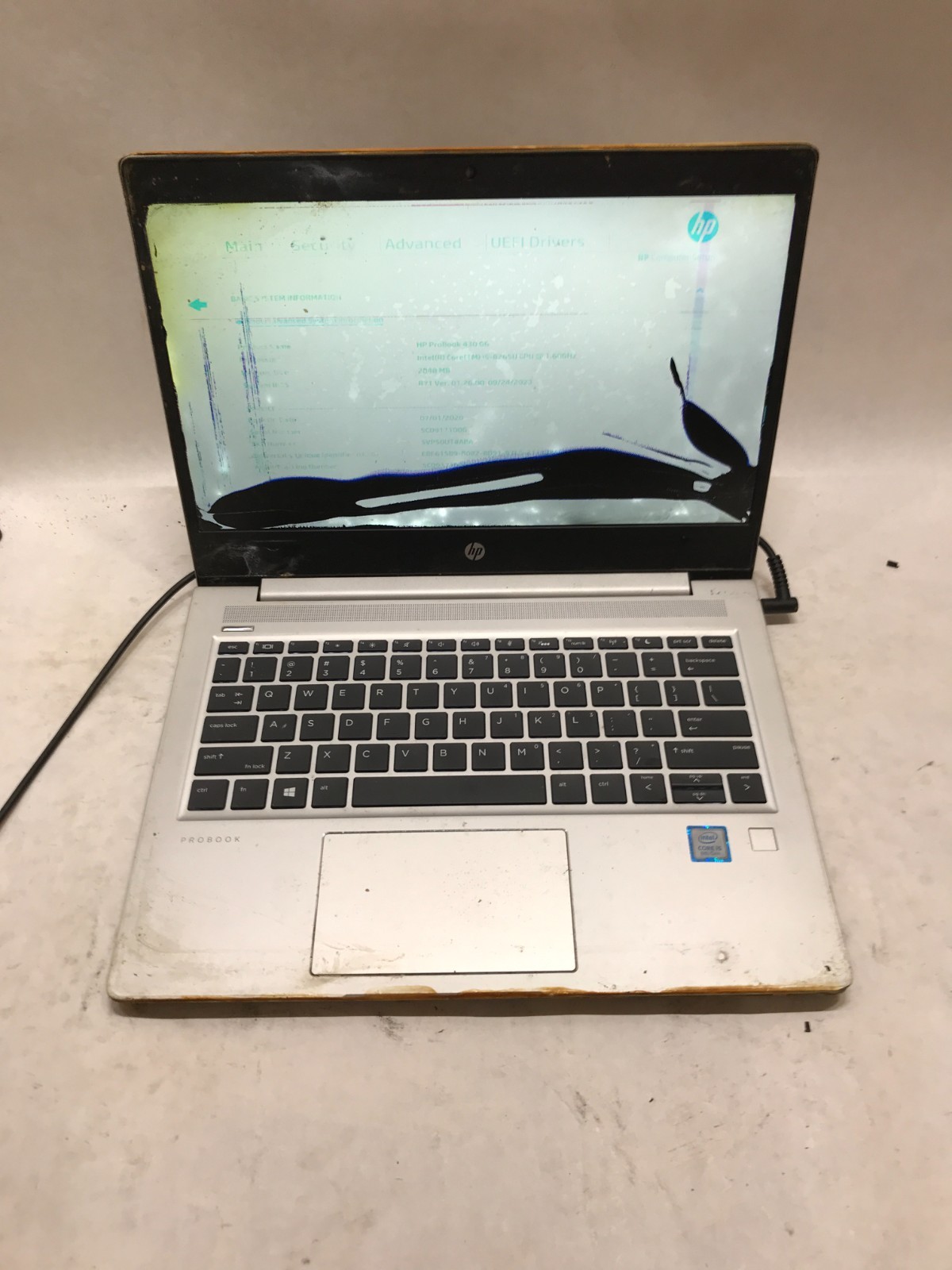HP ProBook 430 G6 13″ Intel Core i5 NO RAM NO SSD/OS For Parts RUST & CRACKED DW
