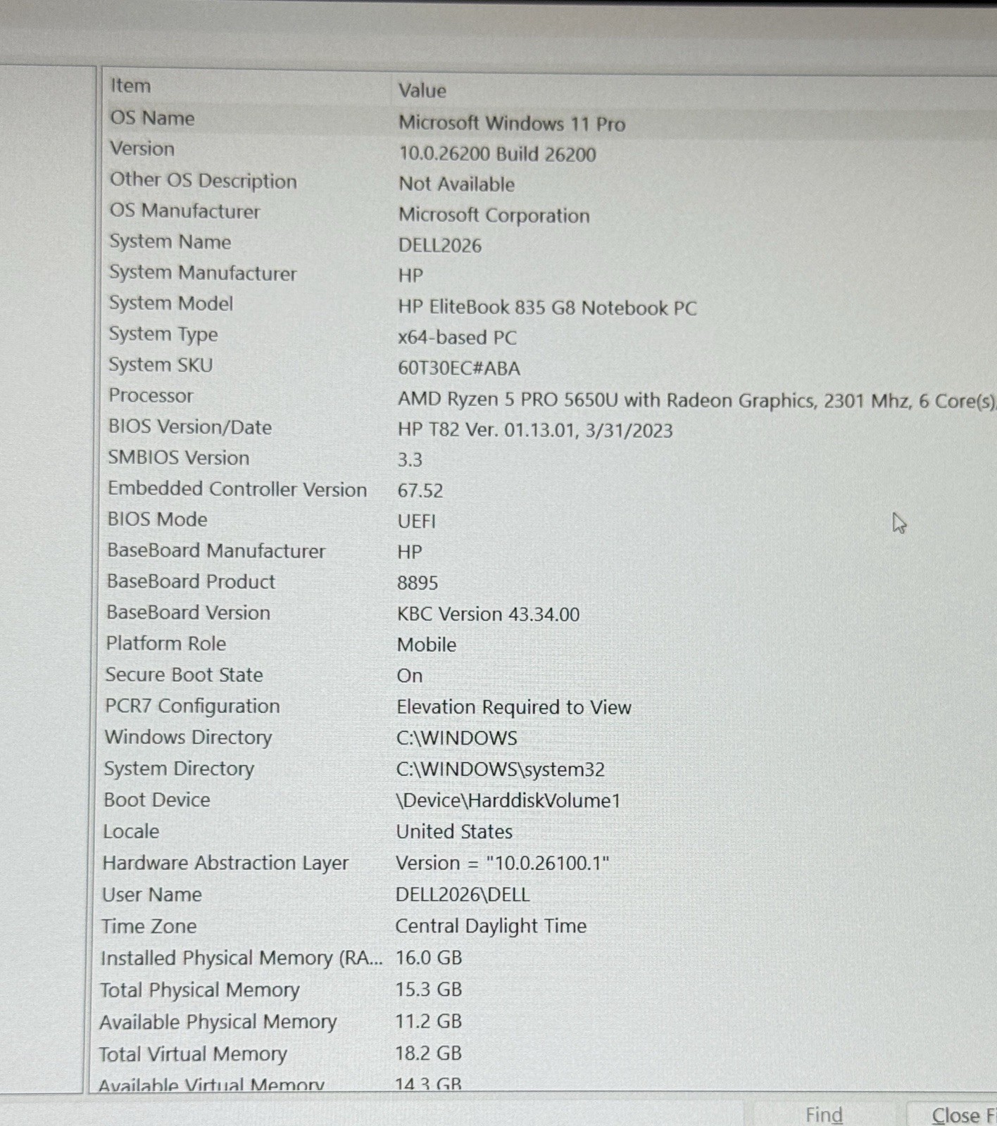 HP ELITEBOOK 835 G8 | RYZEN 5 PRO 5650U | 16GB| 256GB | WIN11P