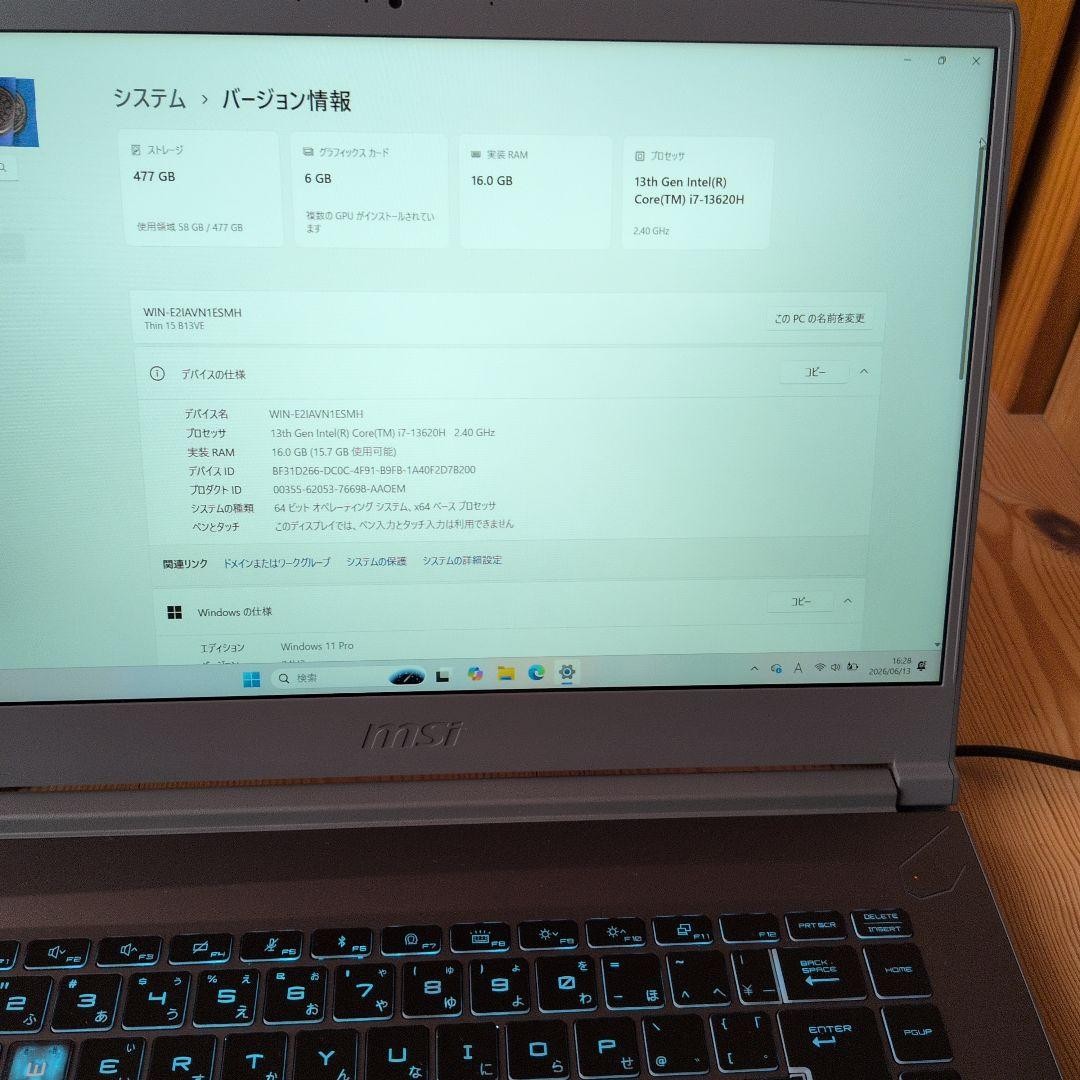 MSI Gaming Laptop Intel Core i7 NVIDIA GeForce RTX Japanese Keyboard