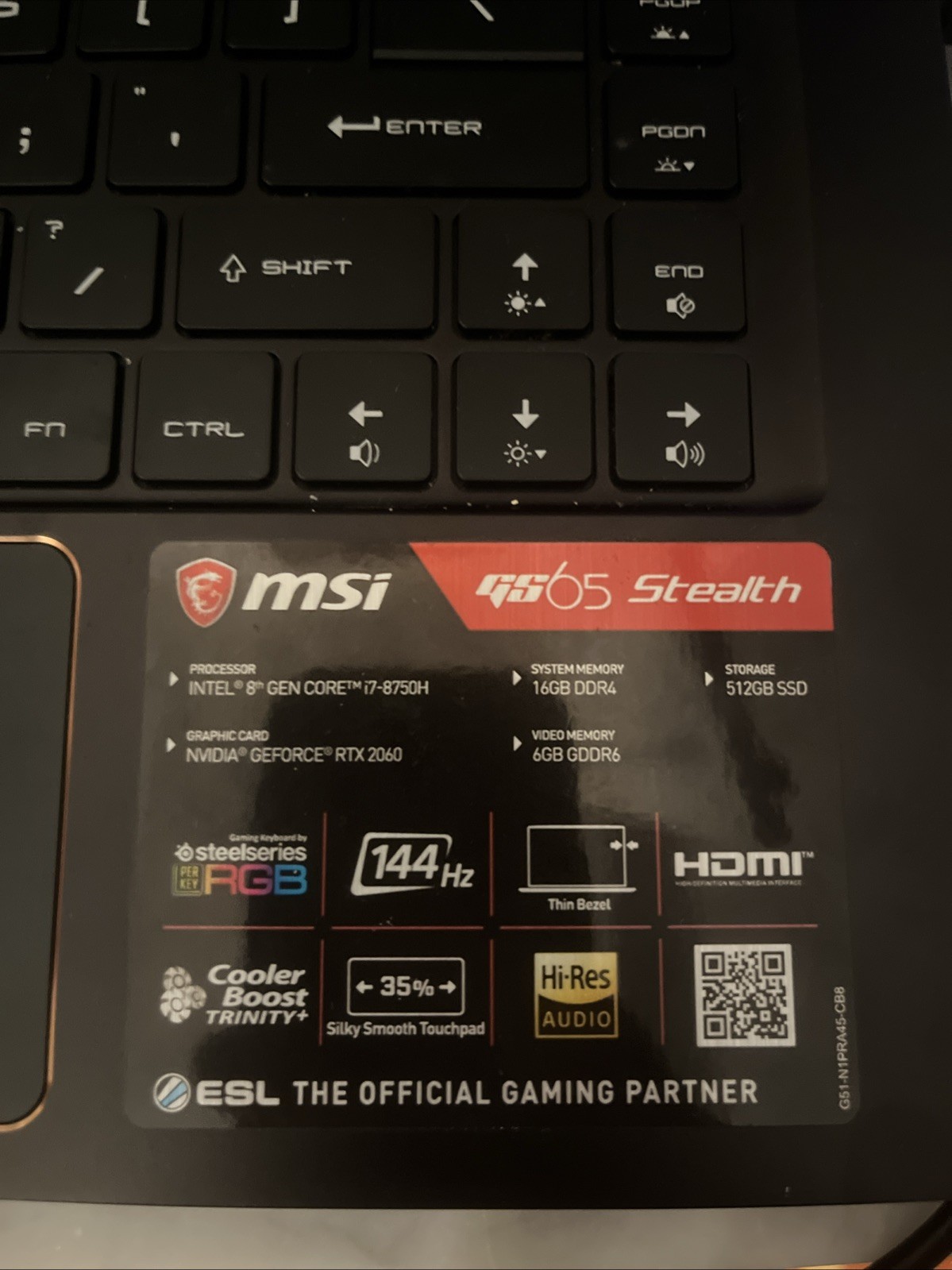 Gs65 Stealth Gaming laptop – Intel I7 8th Gen 2.20GHZ – 16gb Ssd 512 – RTX2060