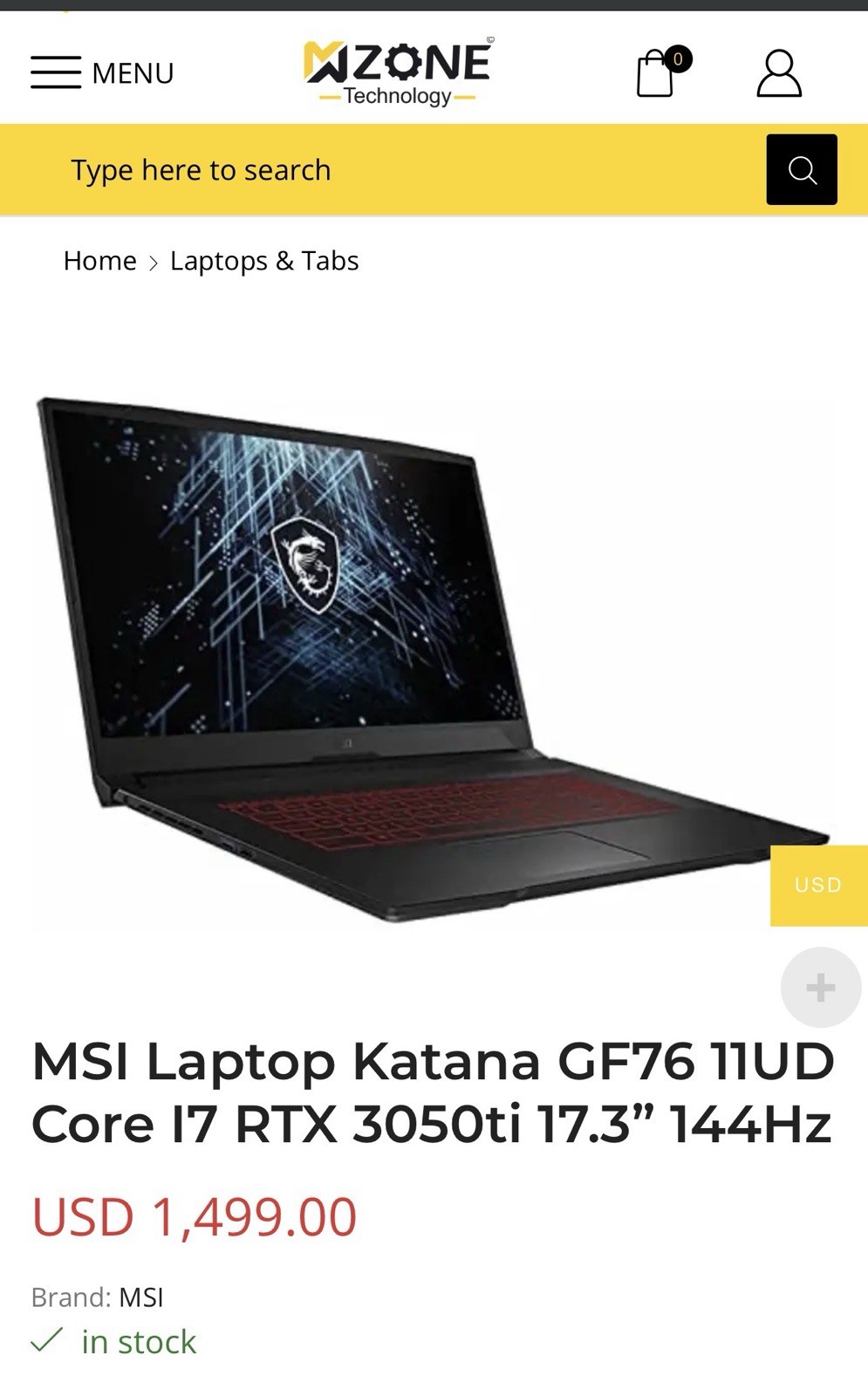 MSI Katana GF76 11UD 17.3″ 144Hz i7 16GB 1TB SSD RTX 3050 Ti W11