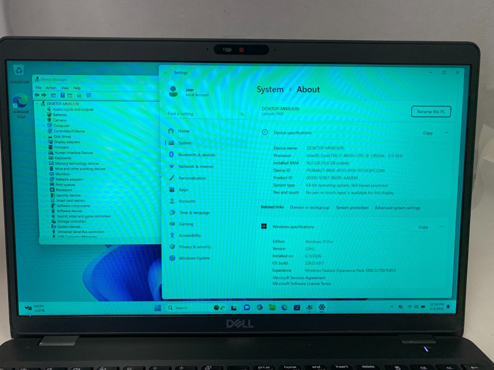 Dell Latitude 5500 15.6″ FHD i7-8665U 1.9GHz 16GB 256GB W11P Read
