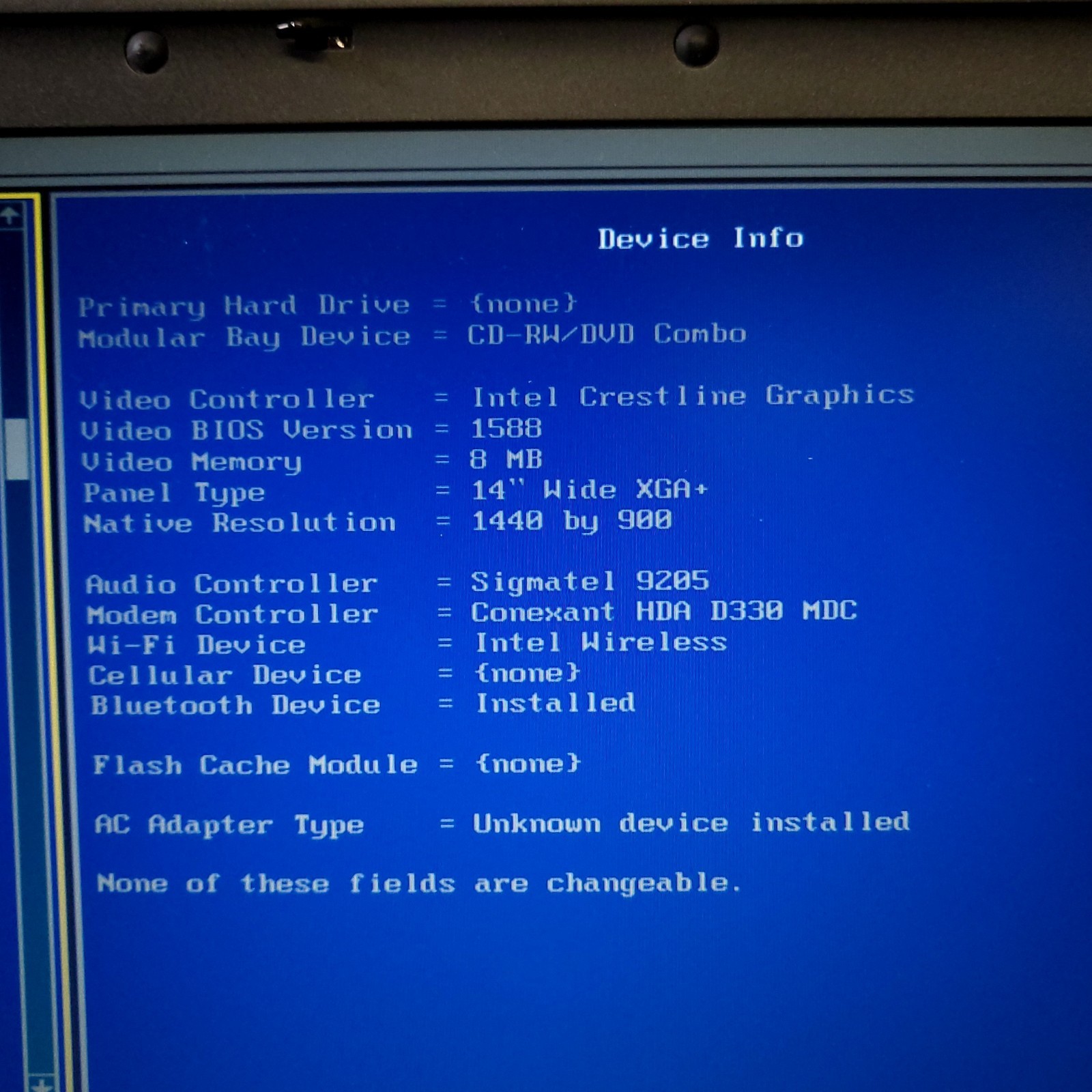 Dell Latitude D630 14″ Laptop Core 2 Duo T7250 2.0GHz 1GB No HDD BIOS Tested