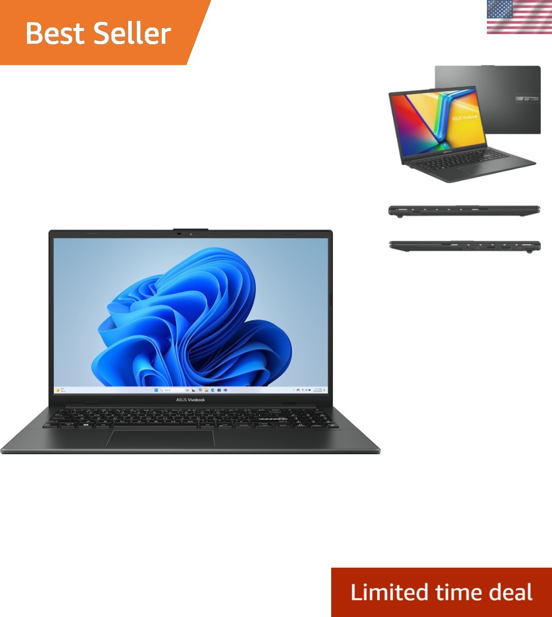 Vivobook Go 15 – Military Grade Slim Laptop, 256GB SSD, Fast Charging, Webcam.
