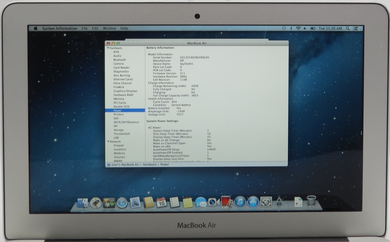 2013 MacBook Air 11″ A1465 i5-4250U @ 1.3 GHz 4GB RAM 128GB SSD macOS X