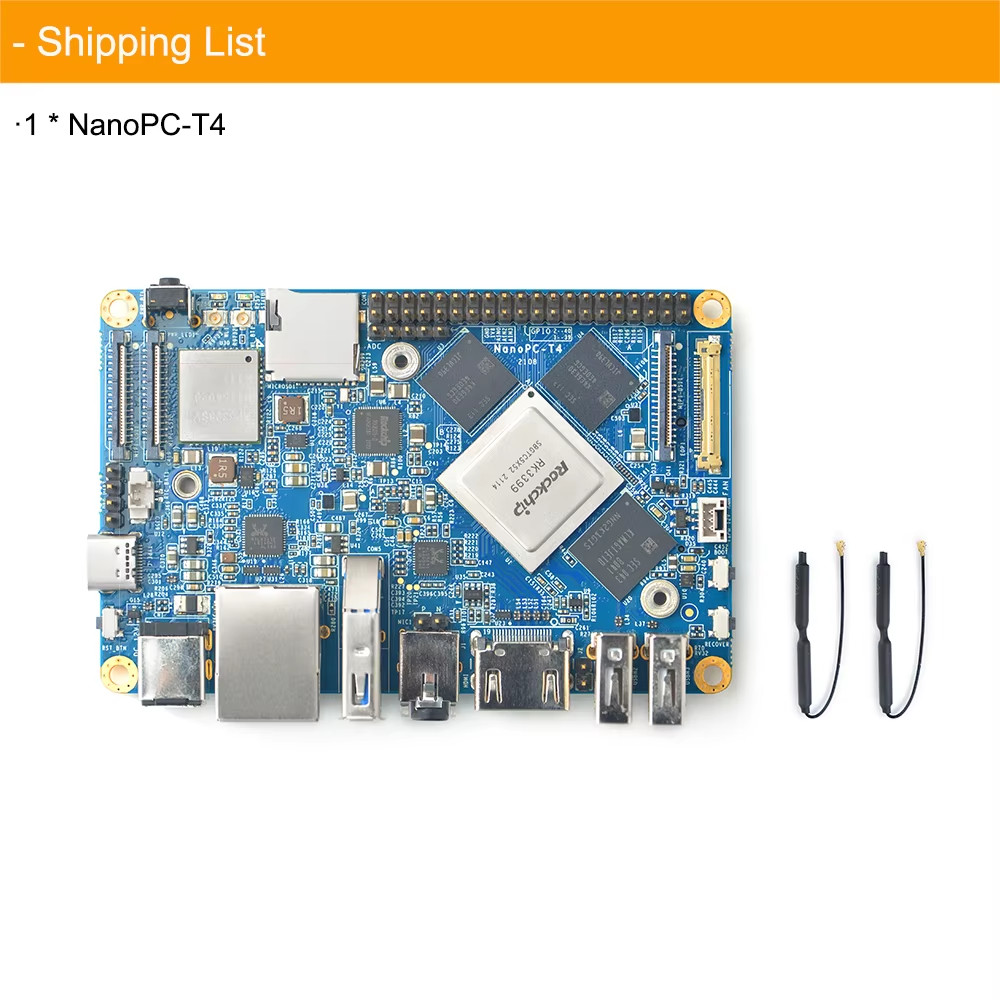 NanoPC-T4 ARM Development Board 4GB LPDDR3 RAM 16GB eMMC Rockchip RK3399 Dual-ba