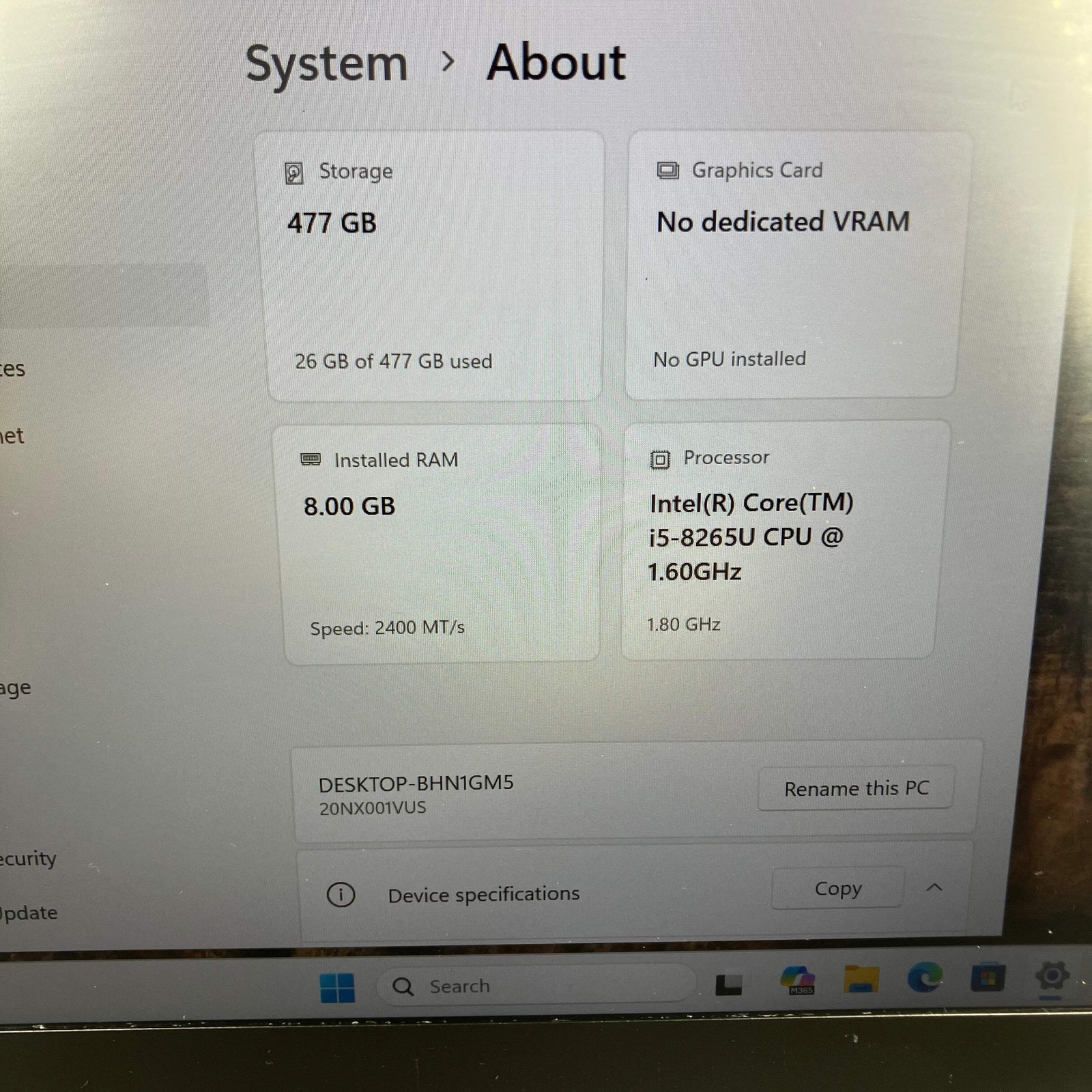 Lenovo ThinkPad T490s 14″ Core i5-8265U 1.6GHz 8GB RAM 500GB SSD WIN 11