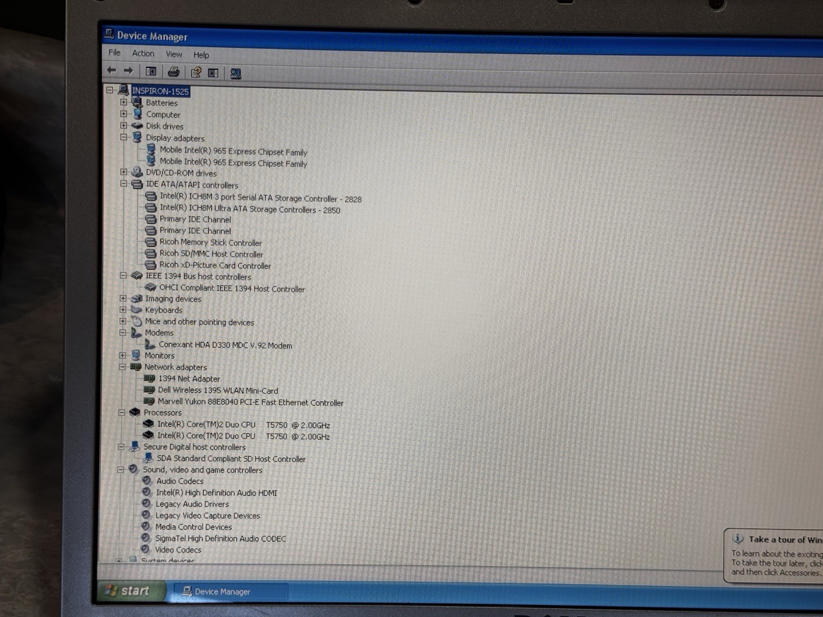 Dell Inspiron 1525 Laptop Intel C2D 2GHz 1.5gb RAM 80gb HDD Windows XP