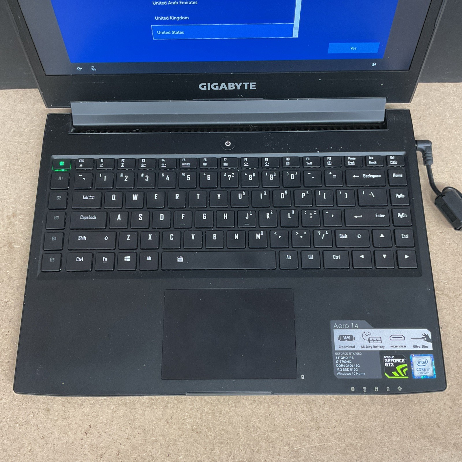 Gigabyte Aero 14 Laptop GeForce GTX 1060 Intel Core i7-7700HQ – Tested Working