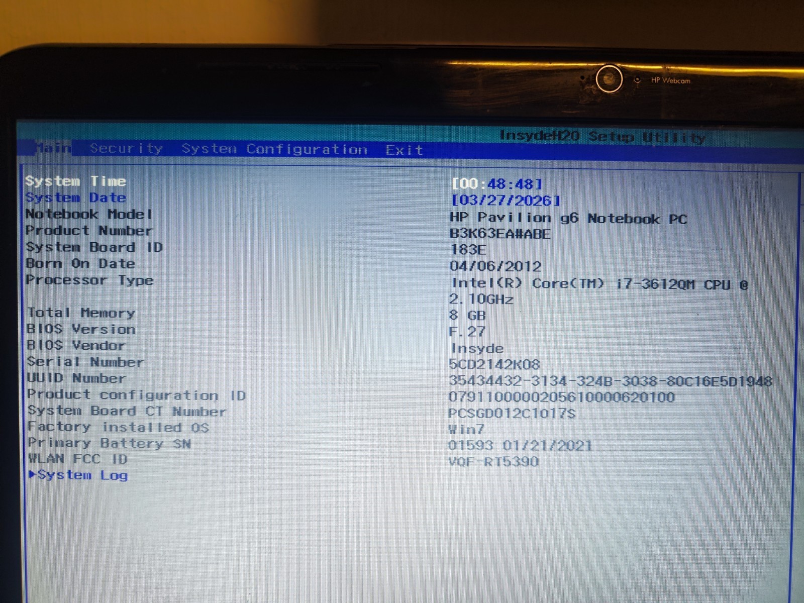 HP Pavilion G6 Laptop, Black Intel i7 3612QM 8GB RAM 500GB SSD