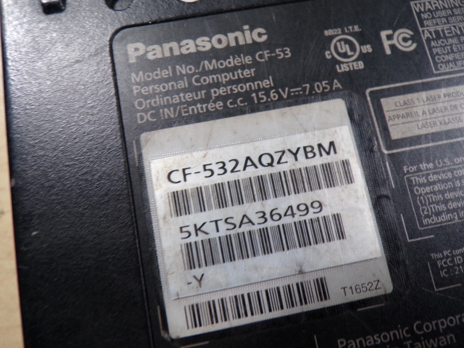 PANASONIC CF-53 I5 8GB RAM **UNTESTED **NO HD/ NO CADDIE/ NO OS/ NO CHARGER