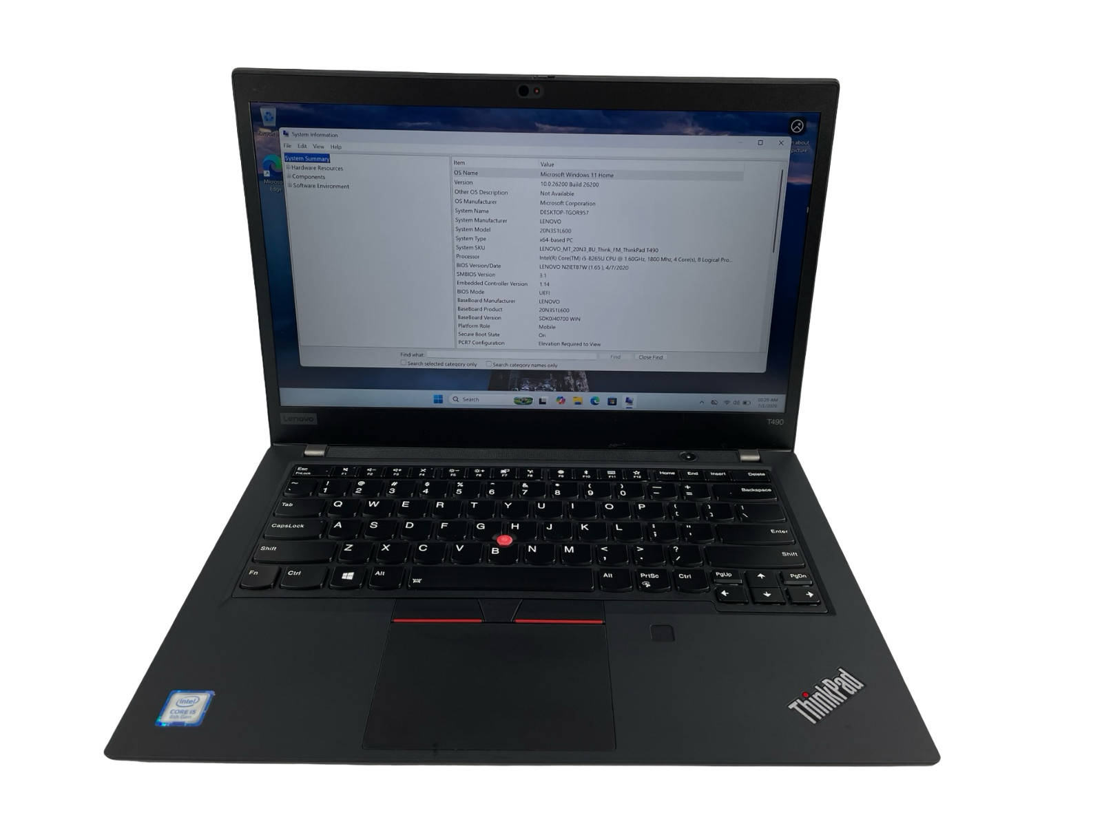 Lenovo ThinkPad T490 14″ Laptop i5-8265U 1.60GHz 12GB RAM 256GB NVMe Win11 Home