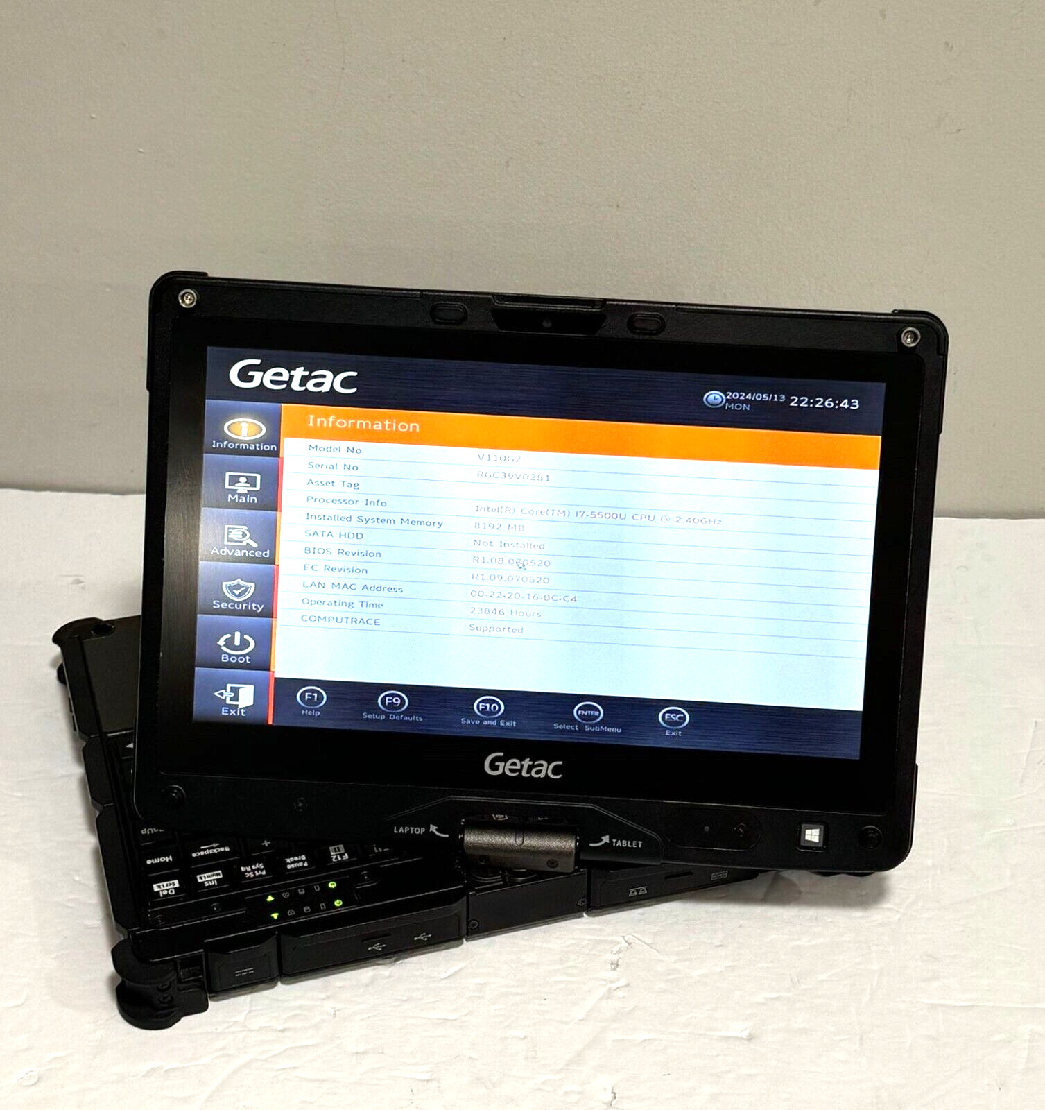 Getac V110 G2 i7-5500U 8GB Ram NO CADDY/NO SSD/NO Charger #P
