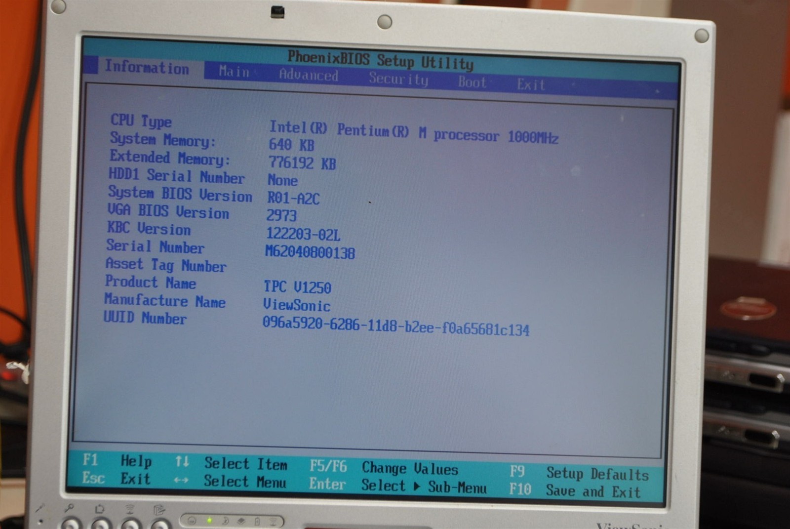 Bad Trackpad ViewSonic TPCV1250 Laptop Intel Pentium M 1GHz 768MB 0HD AS-IS