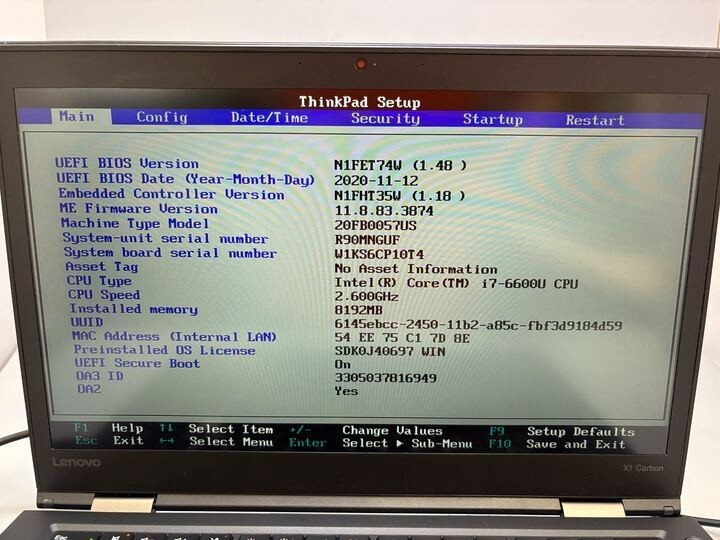 14″ Lenovo ThinkPad X1 Carbon 4th Gen Intel i7-6600U NO SSD *READ