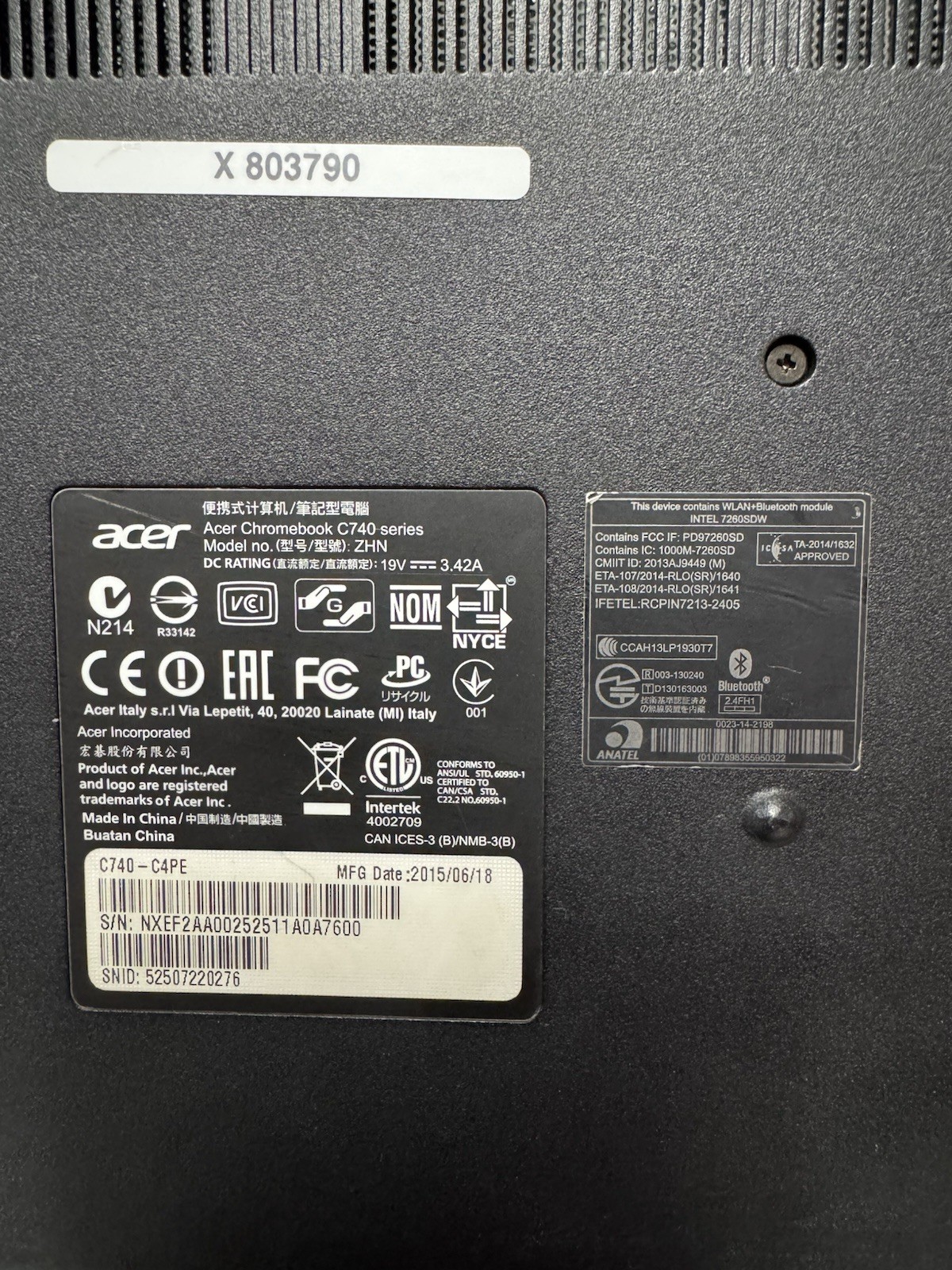 Acer Chromebook C740 11.6” ChromeOS Tested Turn On