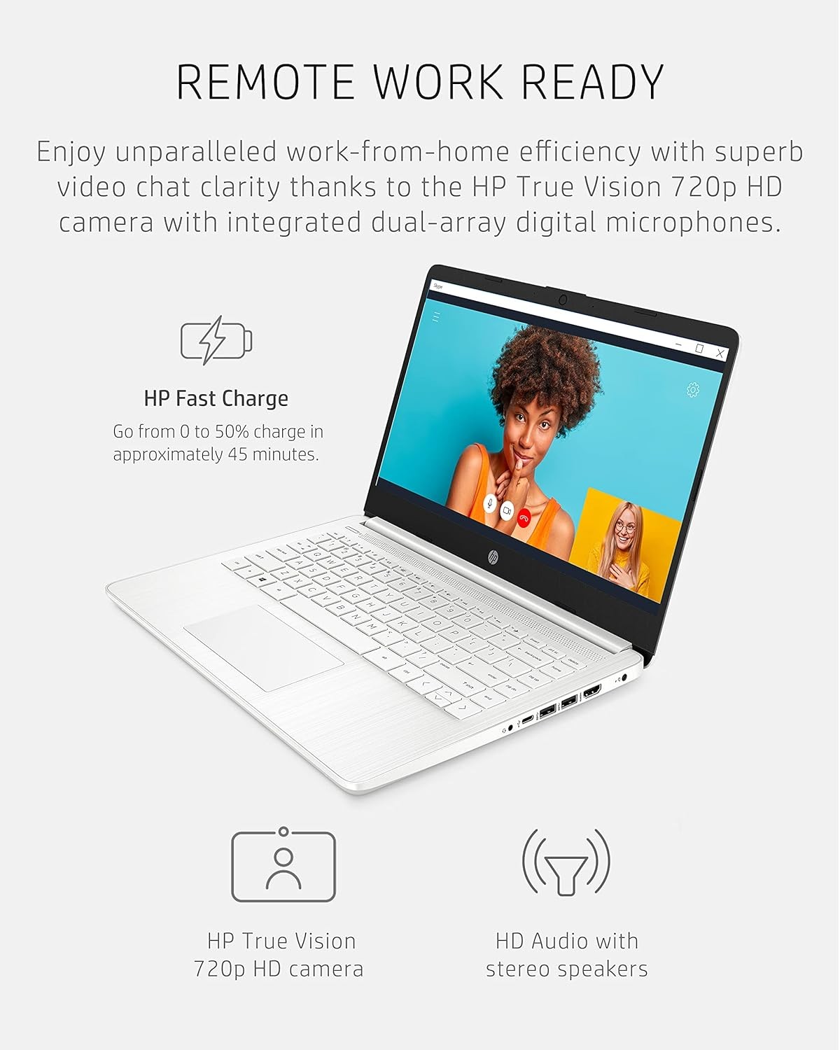 HP 14″ Ultral Light Students Business Laptop Intel Quad-Core, 8GB RAM 64GB eMMC