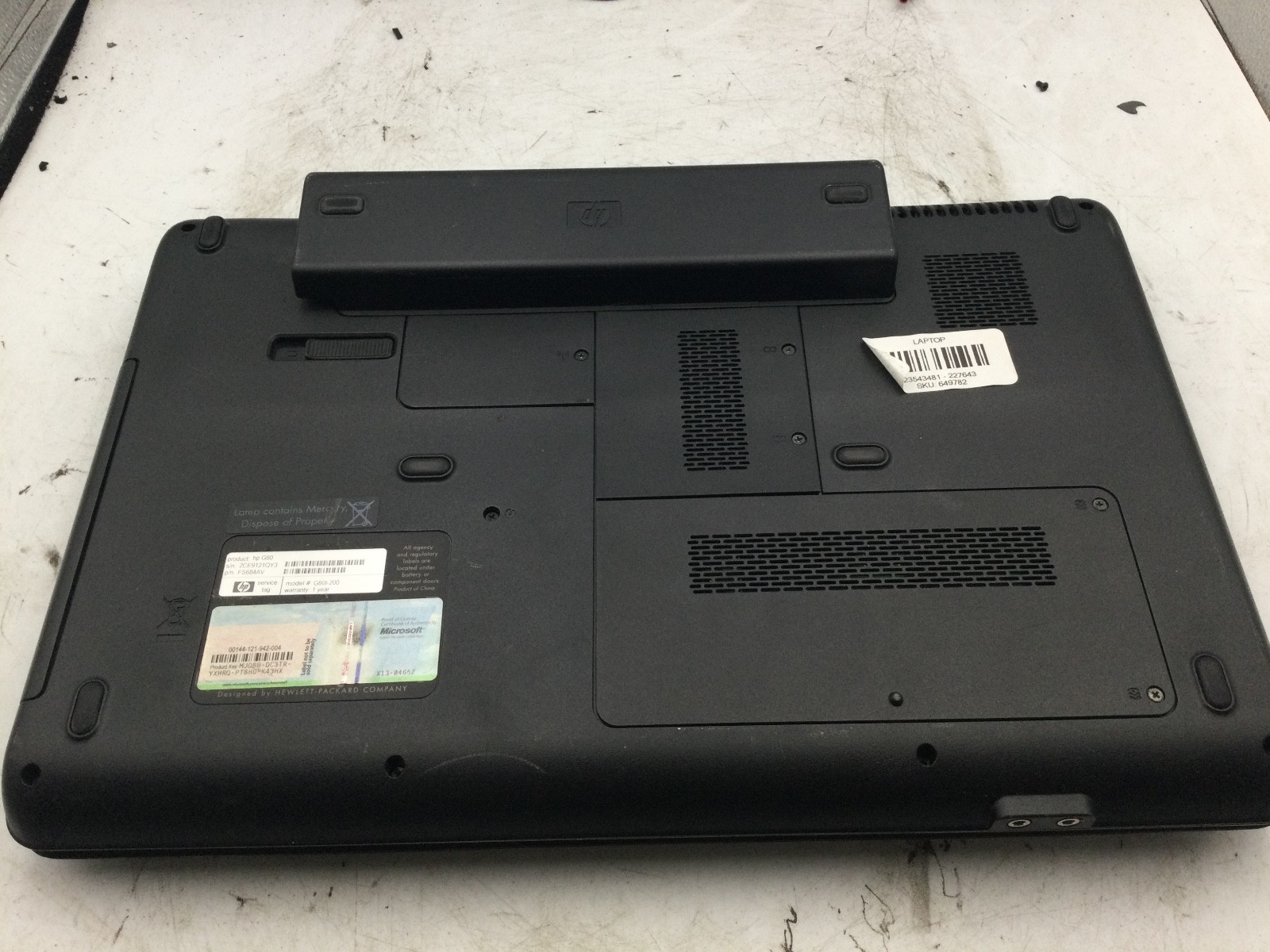 HP G60 LAPTOP – BOOTS TO BIOS – INTEL CORE 2 DUO – 3GB RAM – READ DESCRIPTION-BB
