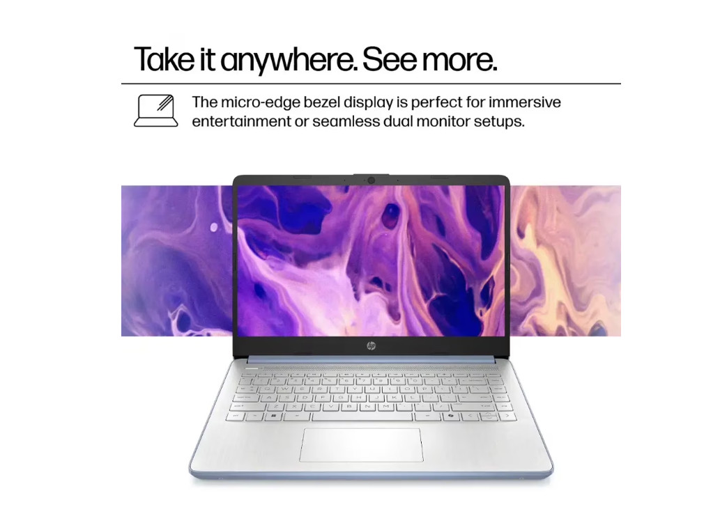 HP 14″ Laptop Intel Processor N150 3.6GHz 4GB Memory 128GB UFS Win 11 Blue