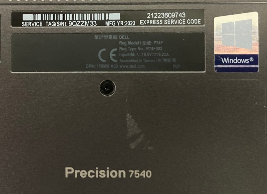 Dell Precision 7540 NVIDIA Q. RTX 3000 6GB 2.8GHz Intel Xeon E-2276M 64GB 1TB