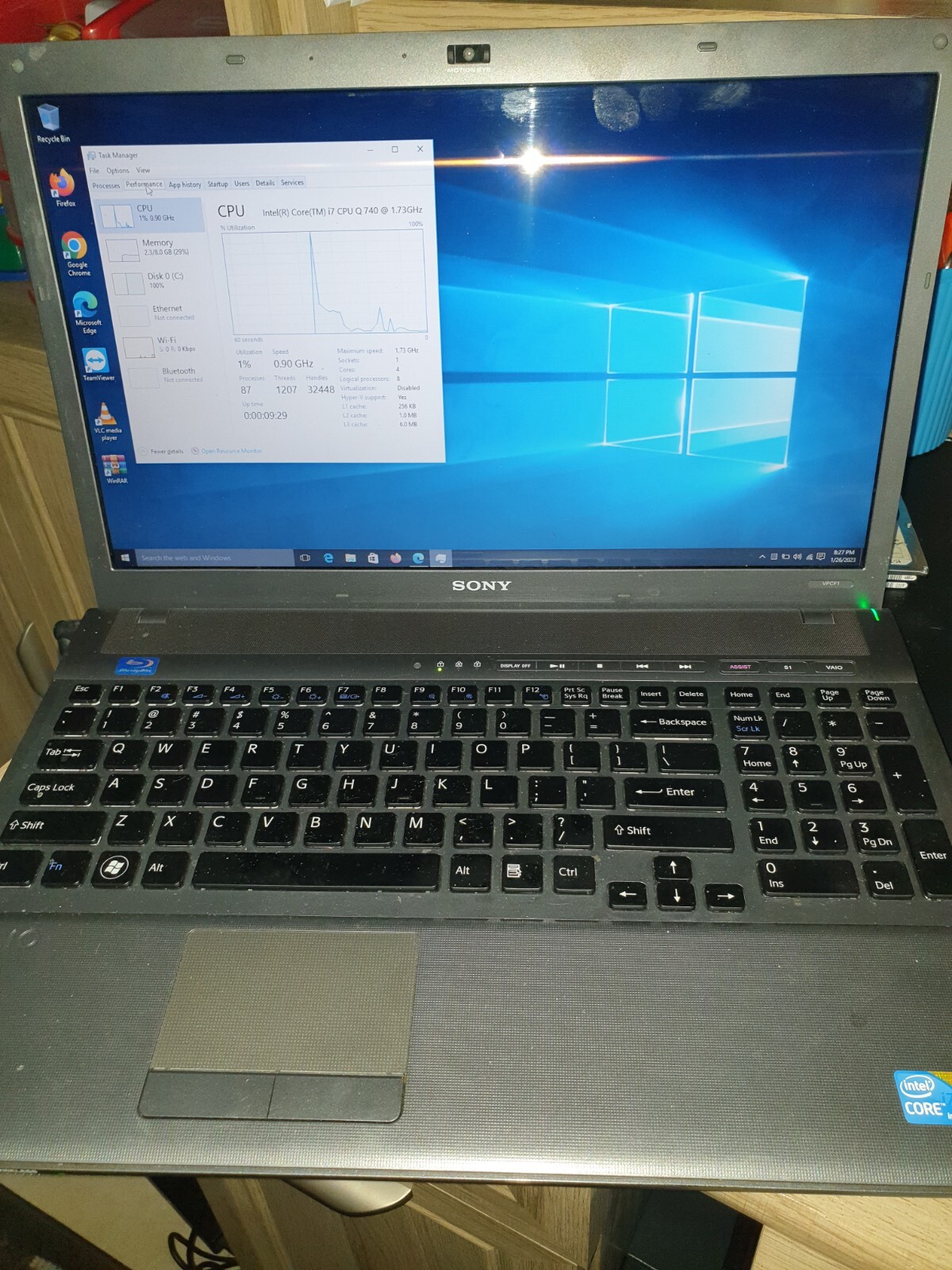 Sony VAIO INTEL CORE I7-740QM 1.73 GHz 16.4IN 750GB 8GB Ram Win 10 Blu-Ray