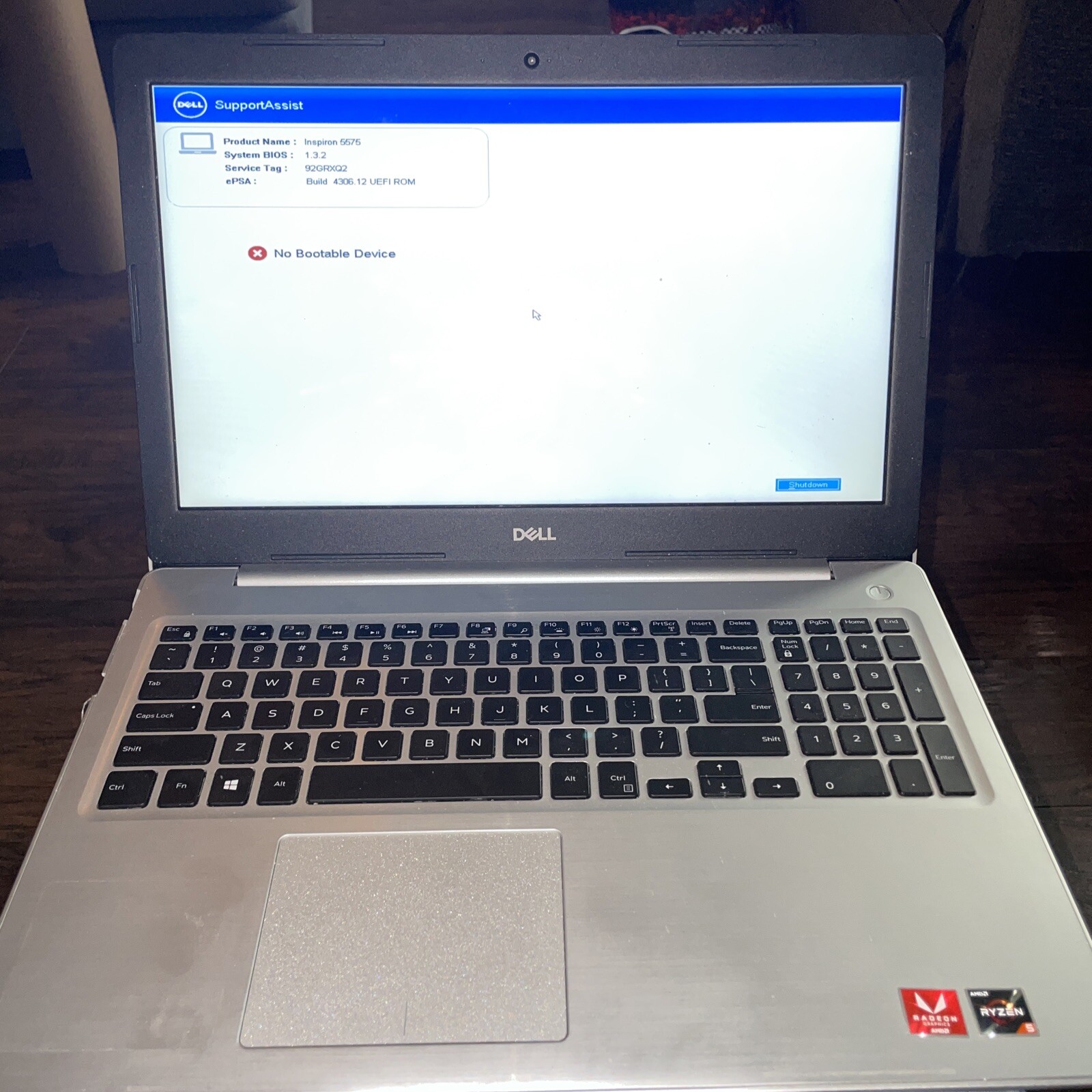 DELL INSPIRON 5575 Laptop w/ AMD Ryzen 5 2500U 3.60GHz + 4GB | No OS 128gb ssd