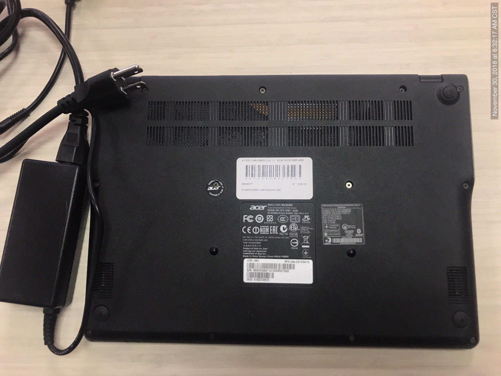 Acer Aspire C720-2827 11.6″. 16GB, Intel Celeron, 1.4GHz, 2GB Chromebook – Black