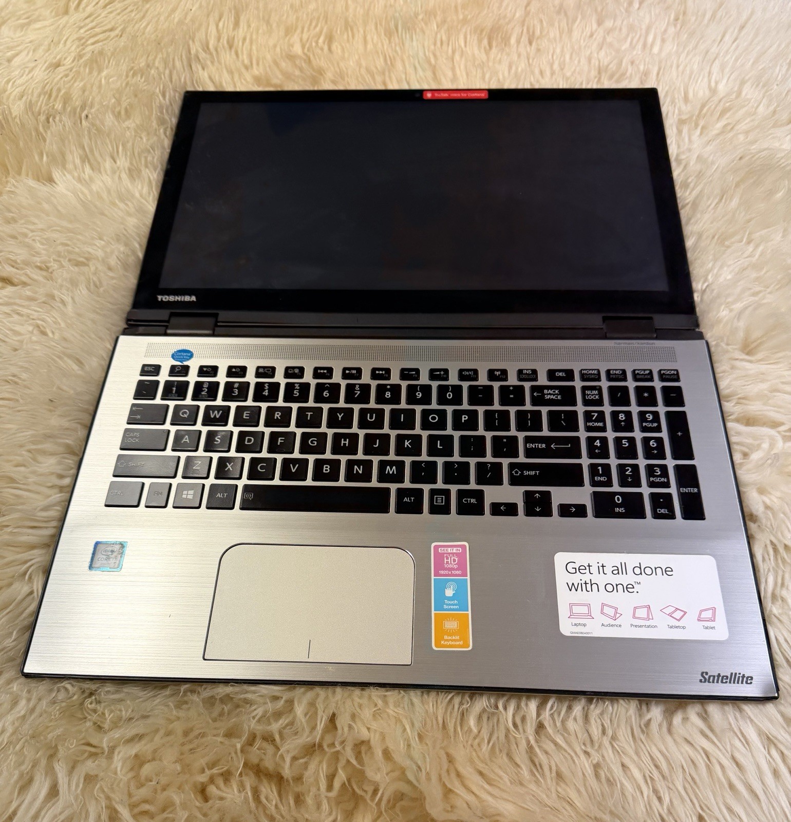 Toshiba Laptop Intel i7-6500U 2.50GHz 8GB RAM 1TB HDD Powers On No Charger AS-IS