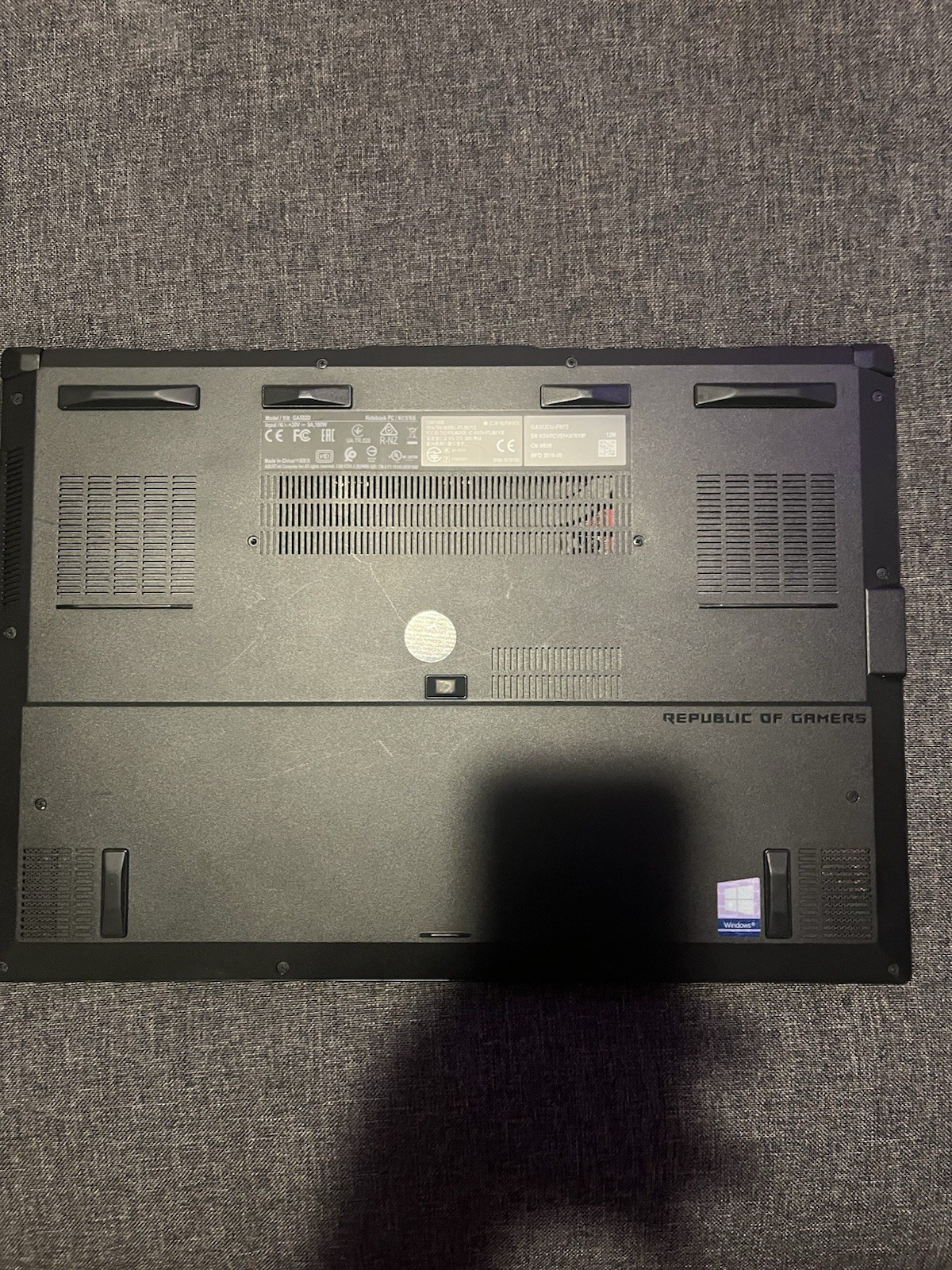 Asus ROG Zephyrus G GU502DU Ryzen 7 3750H 2.3GHz 16GB RAM 512 GB SSD GTX 1660 Ti
