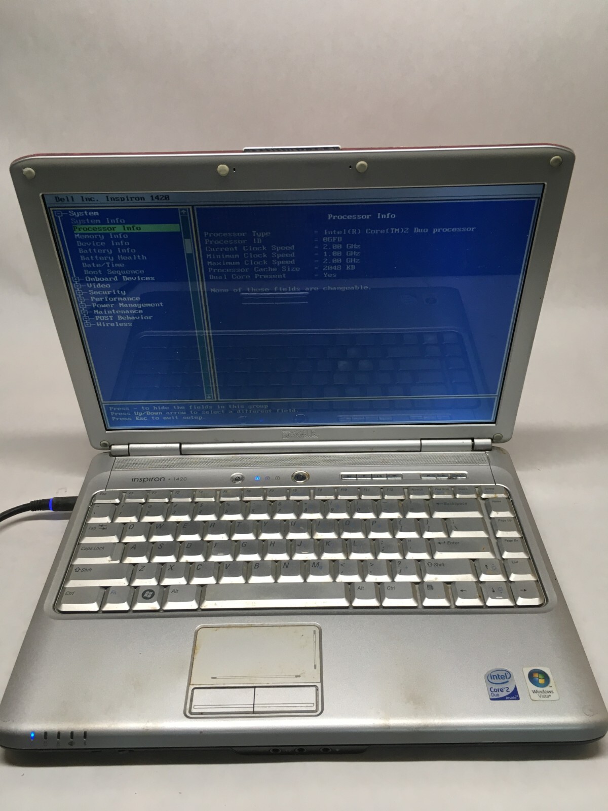 Dell Inspiron 1420 14″ (AS IS) Intel Core 2 Duo @ 2 GHz – JZ
