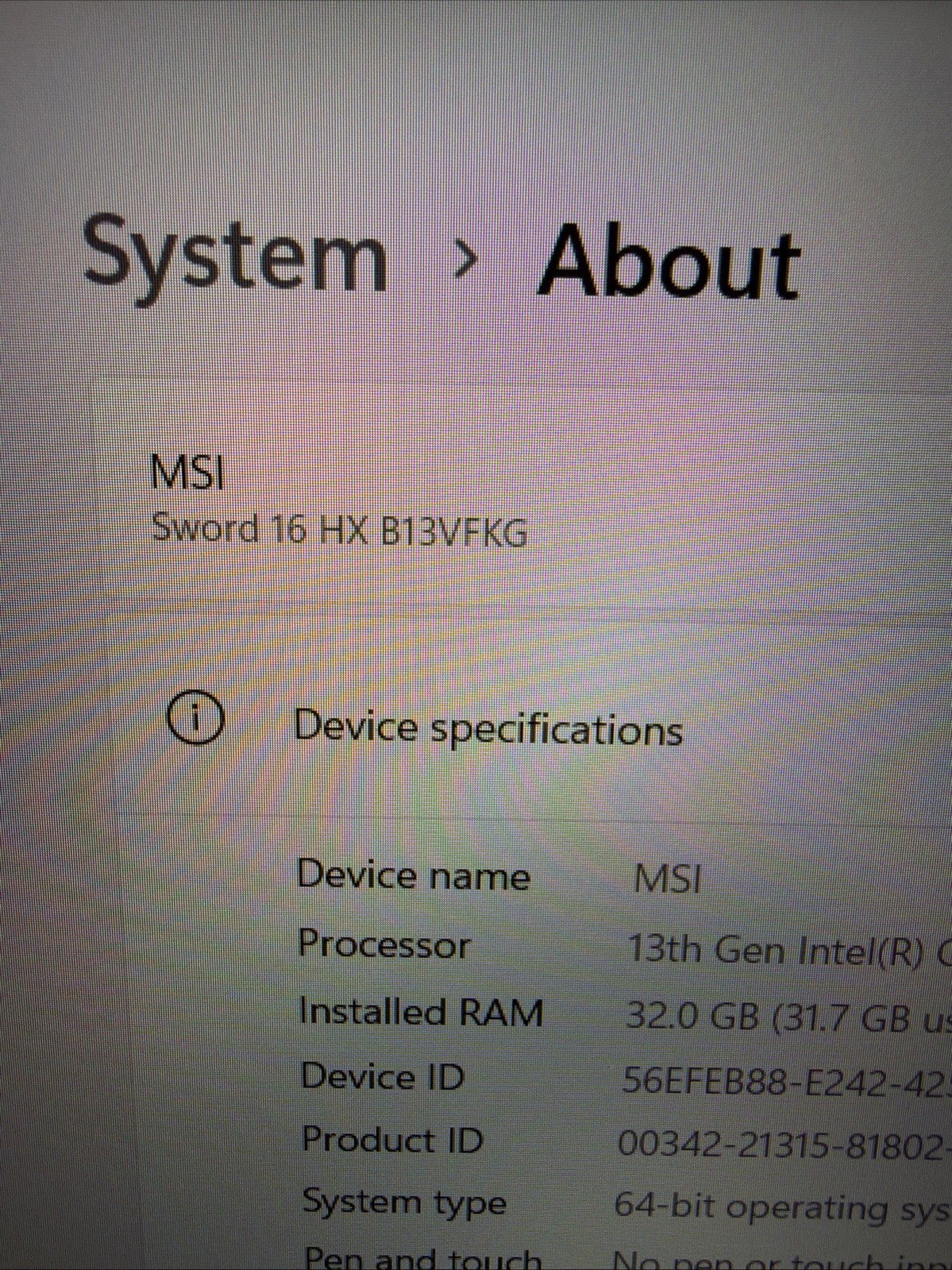 MSI Sword 16 HX 16 165Hz QHD 2.2 GHz i9-13980HX 32GB 1TB SSD RTX 4060 Window 11
