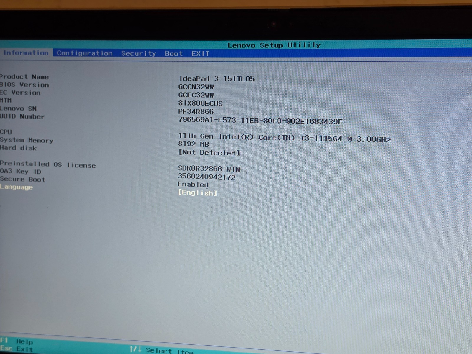 Lenovo Ideapad 3 15ITL05 11th Gen i3-1115G4 8GB 15.6″ Laptop – FPNW