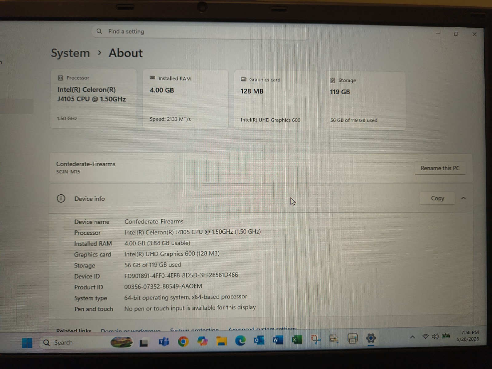 SGIN Laptop M15,15.6 Inch, 4GB, 128GB SSD LaptopsComputer Celeron Dual-Core