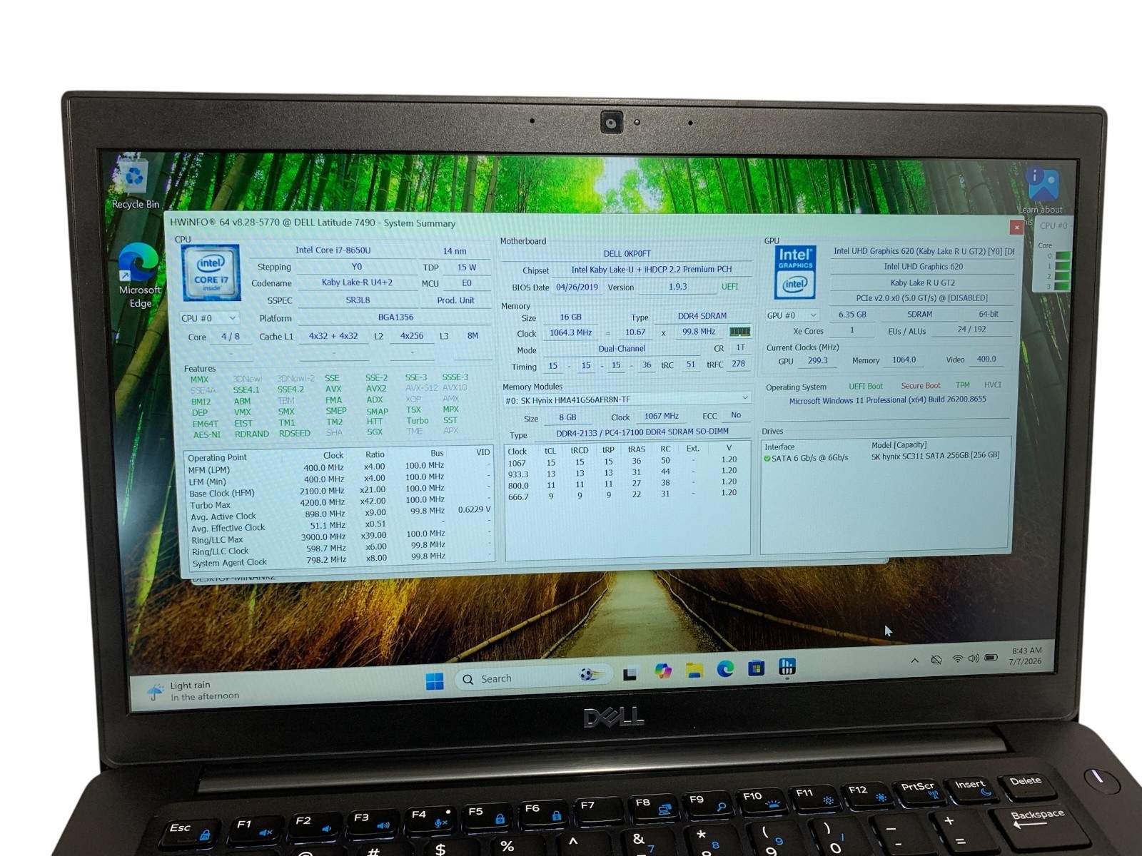 Dell Latitude 7490 Core i7-8650u 1.90GHz 256GB SSD 16GB RAM Win11 Pro Laptop