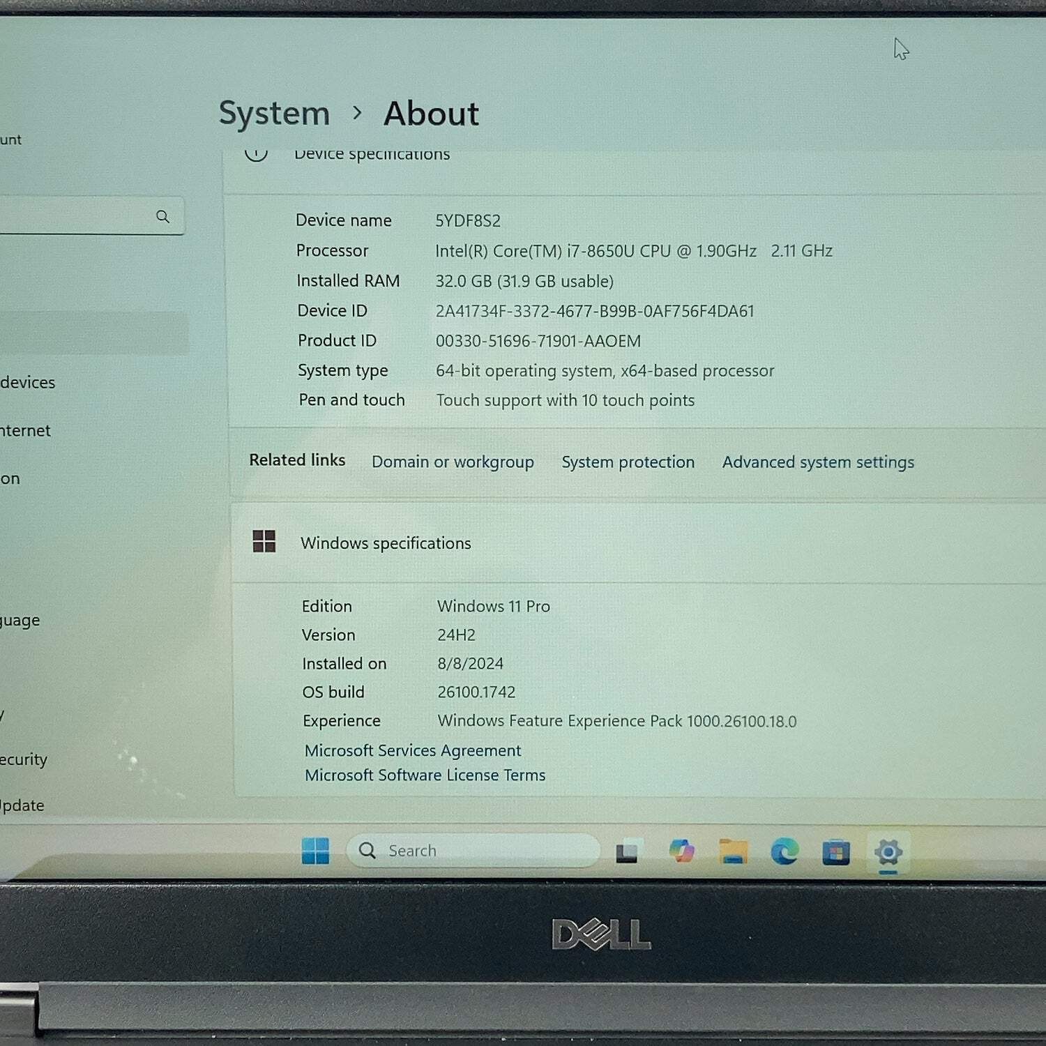 Dell Latitude 5490 14″ i7-8650U 1.9GHz 32GB RAM 512GB SSD NO CHARGER