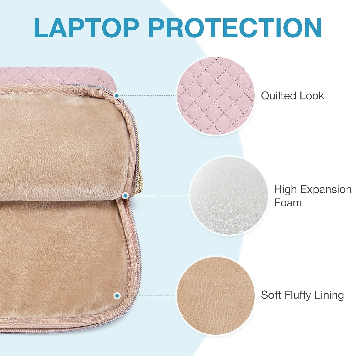 Laptop Case Compatible with MacBook Pro 14 Inch, MacBook Air, Beige Carrying Bag