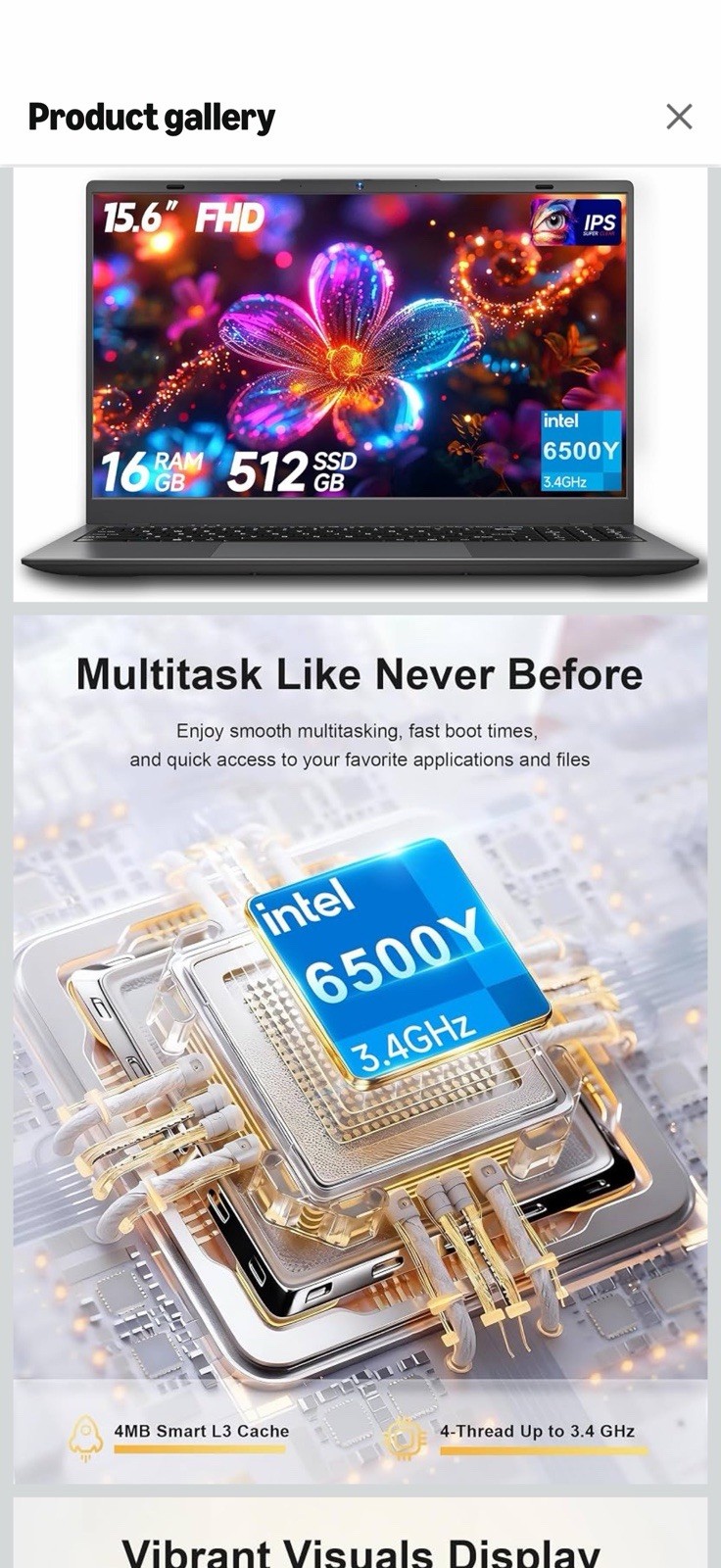 BLUEING 15.6″ FHD Laptop Win 11 Intel 6500Y 16GB 512GB SSD Gray
