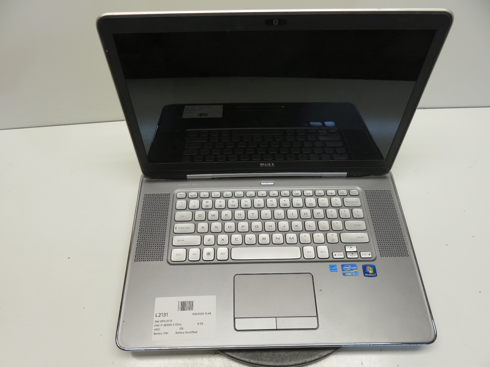 Dell XPS L511Z Intel i7-2620M 2.7GHz 8 GB NO HDD No Batt