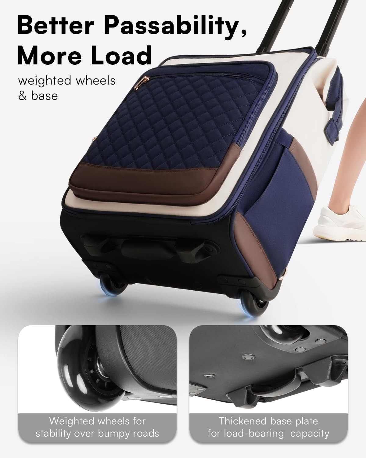 Rolling Backpack for Women, Travel Backpack with Wheels, Vertical Storage Wheele