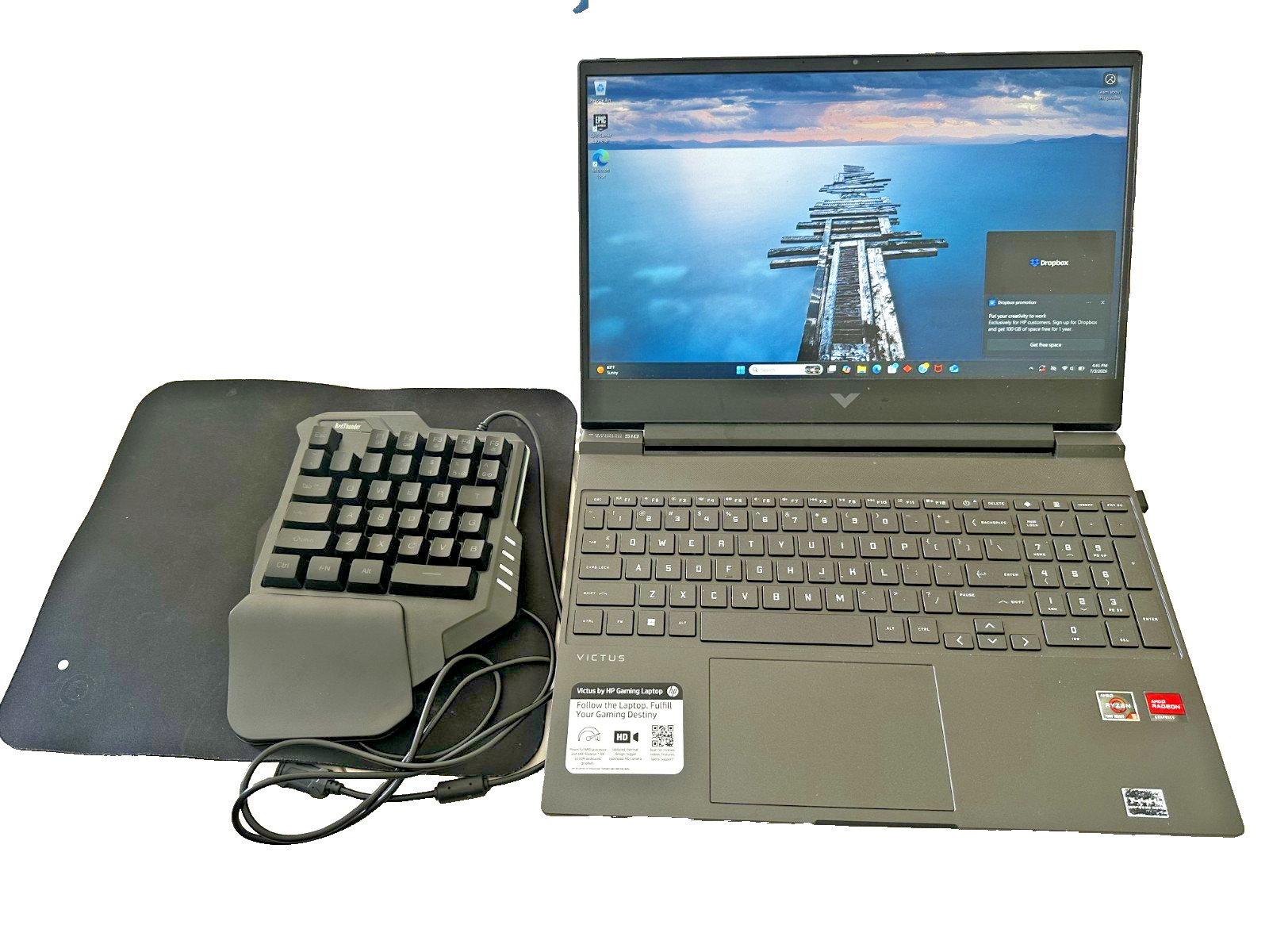 HP Victus 15.6″ (512GB SSD, AMD Ryzen 5 7000 Series, 4.55 GHz, 8GB) Gaming…