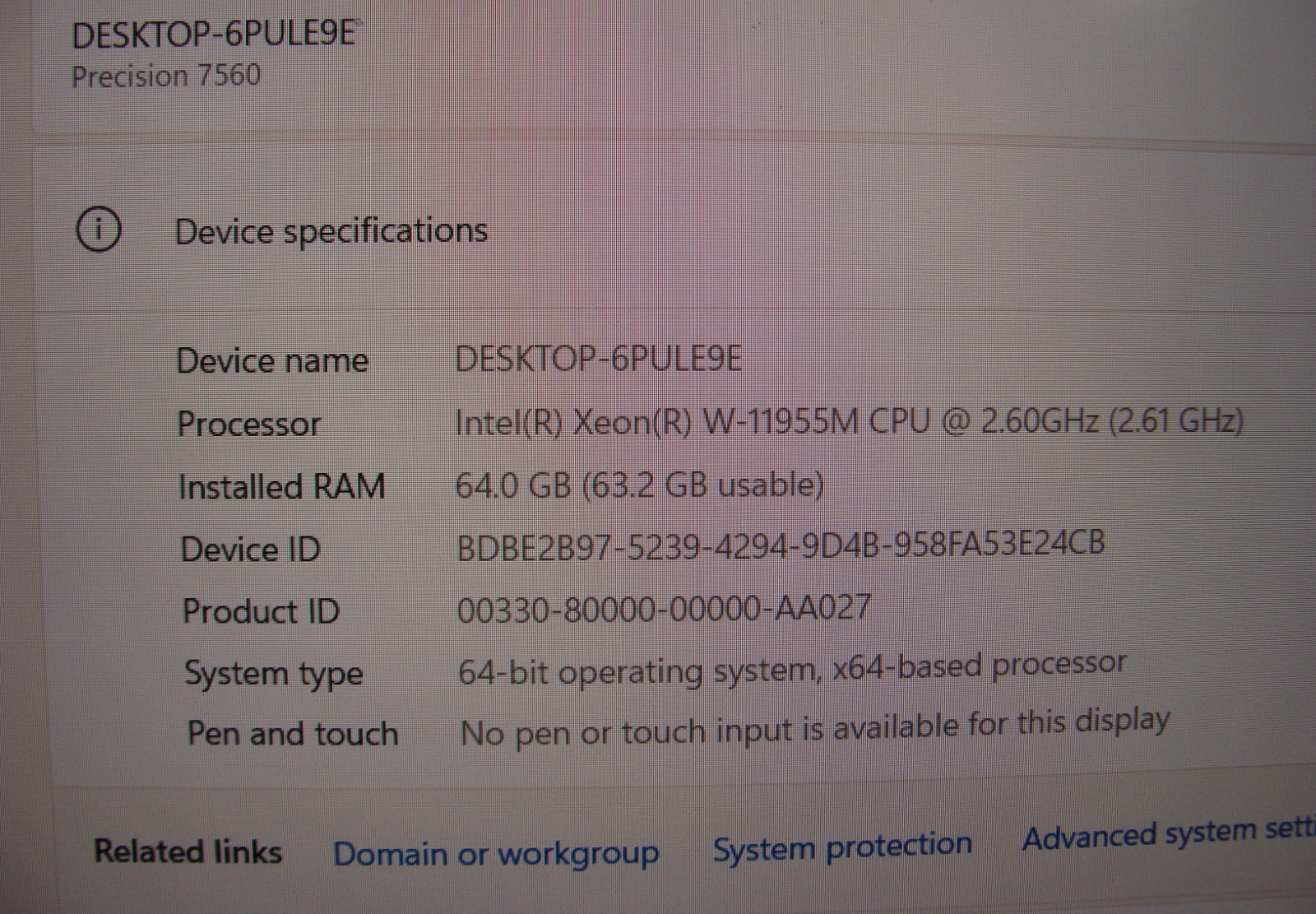 Dell Precision 7560 15.6″FHD xeon W-11955M 2.6Ghz 64GB 512GB W11P RTX A2000 4GB